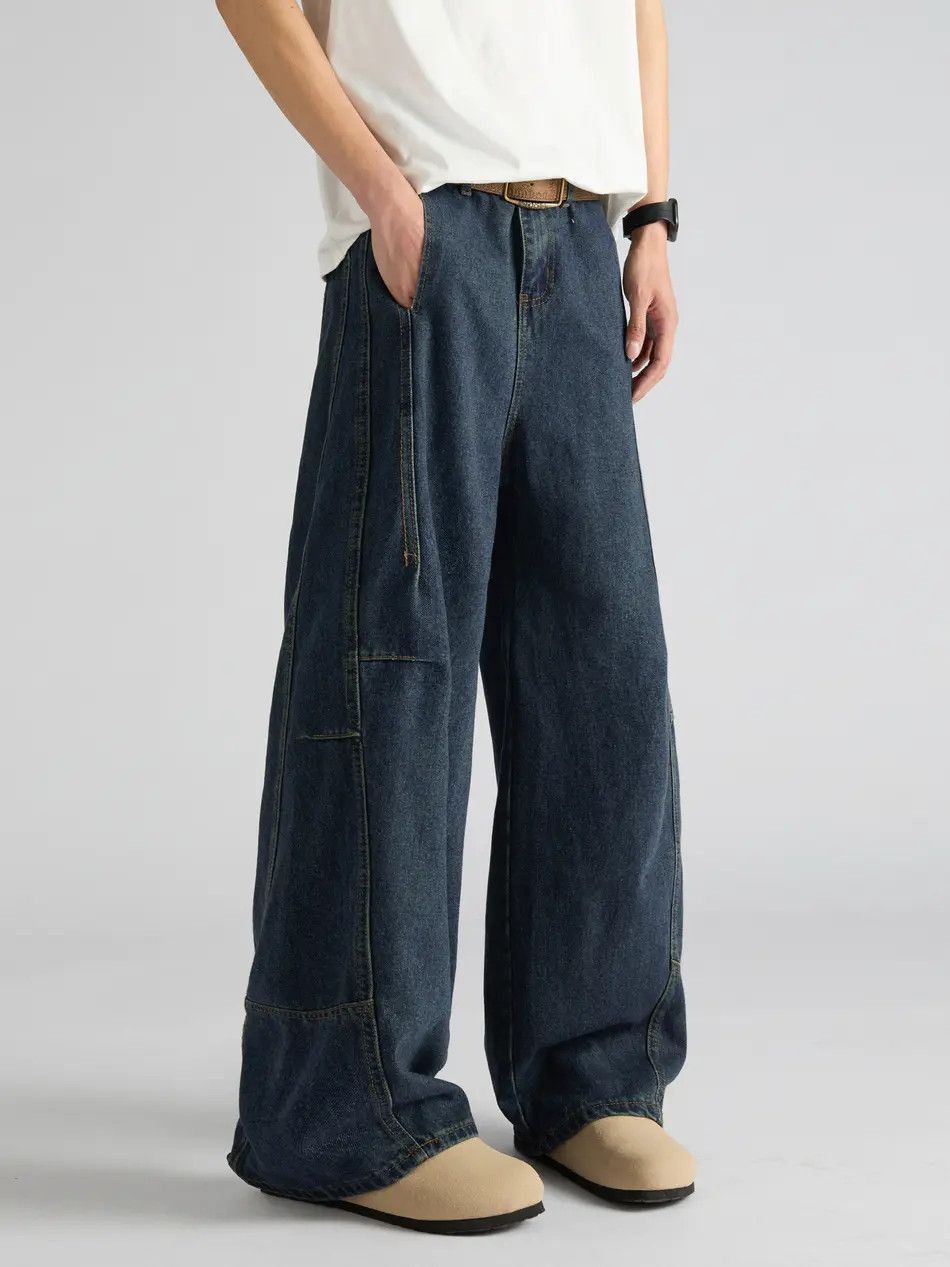 Japanese Brand Retro patchwork loose wide leg jeans Size US 32 / EU 48 - 4 Thumbnail