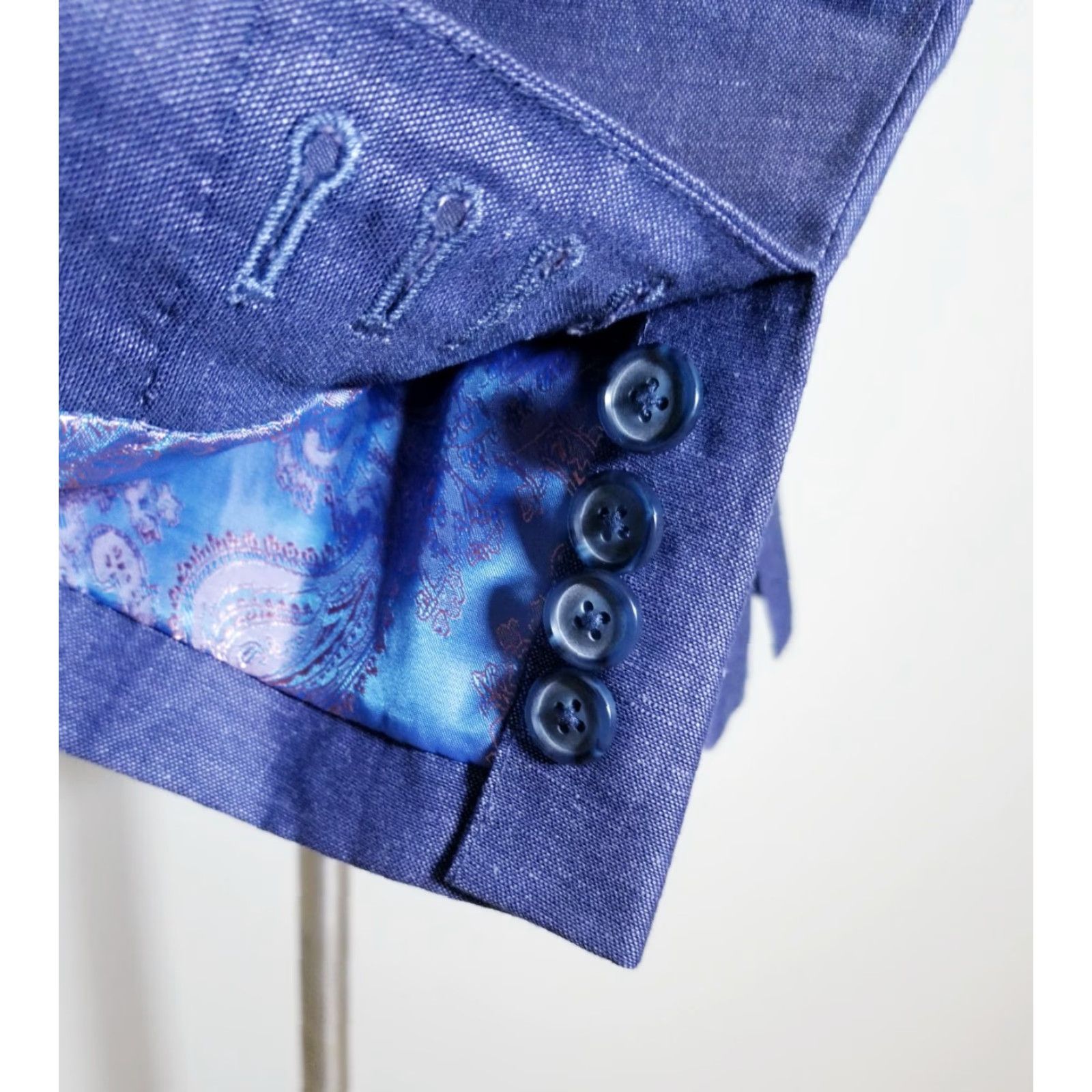 Vintage Bespoke 40L Purple Linen Silk Sport Coat Blazer Jacket Rahman Fashions Notch Lapel Two Button 4-Button Surgeon Cuffs Long Solid Vintage? No—Wait Size 40R - 2 Thumbnail