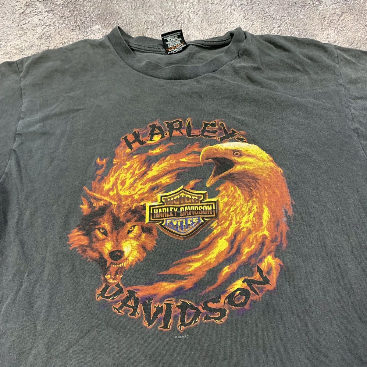Band Tees Vintage Y2K HARLEY CREEPY WOLF AND EAGLE ANGRY HORROR 90s Size US L / EU 52-54 / 3 - 3 Thumbnail