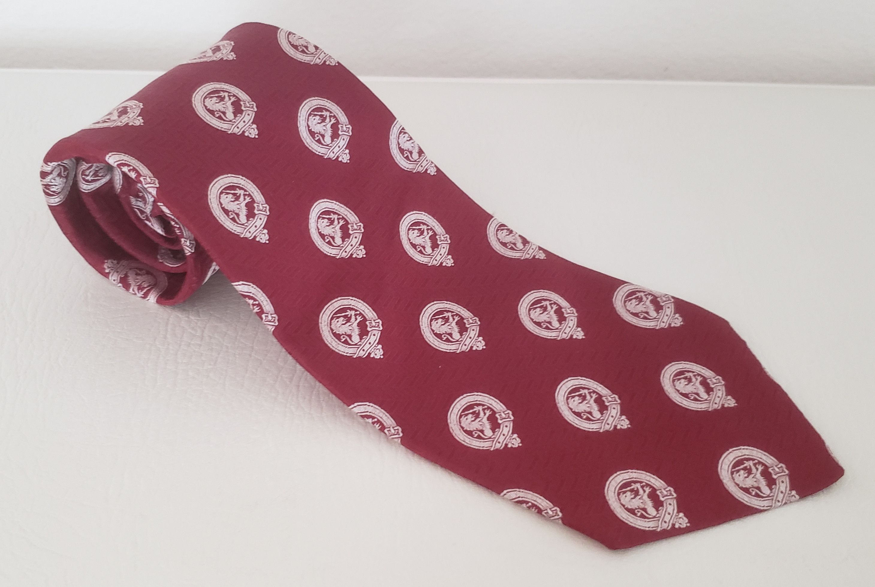 Lanvin Lanvin silk neck tie 1970s dark red with lions Size ONE SIZE - 1 Thumbnail