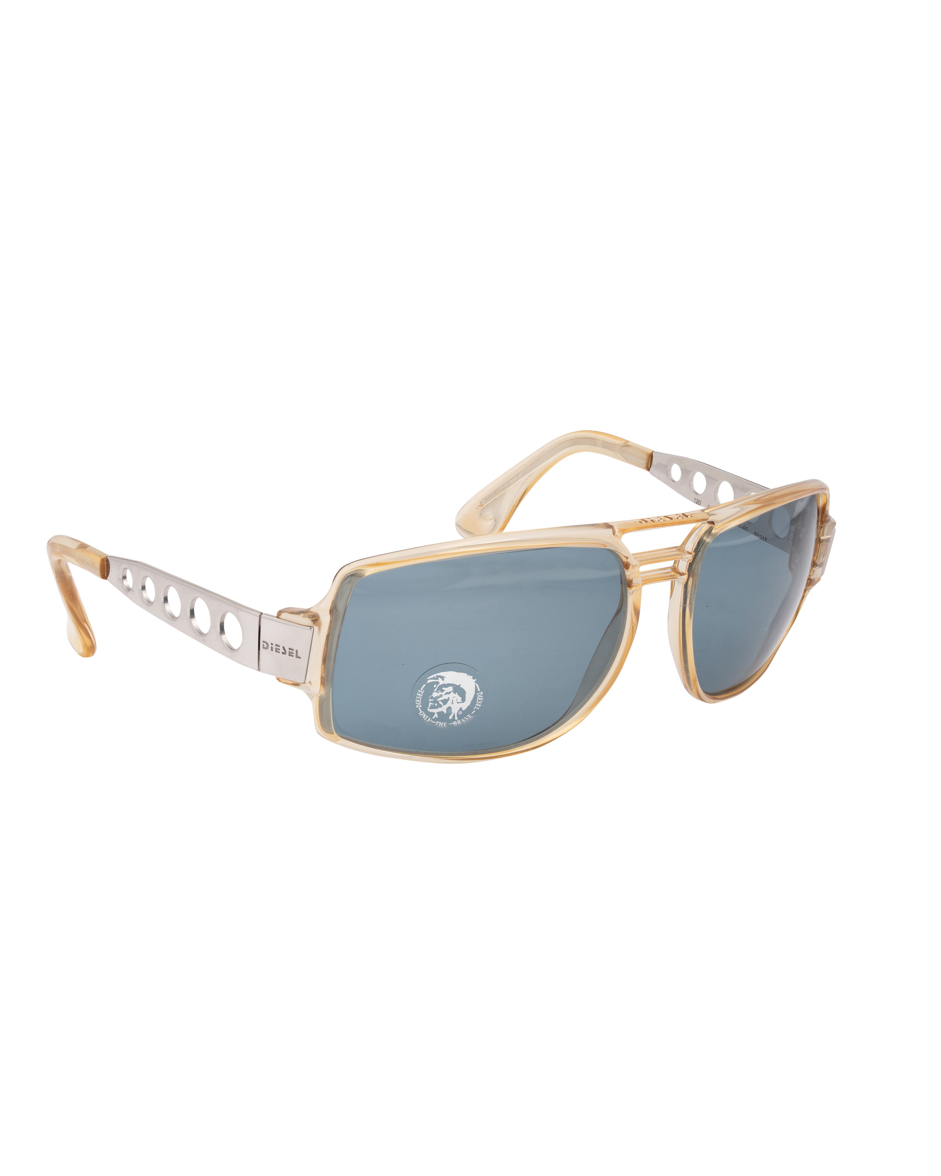 Diesel Diesel '00s Transparent Yellow Pilot Blue Lenses Sunglasses Size ONE SIZE - 3 Thumbnail