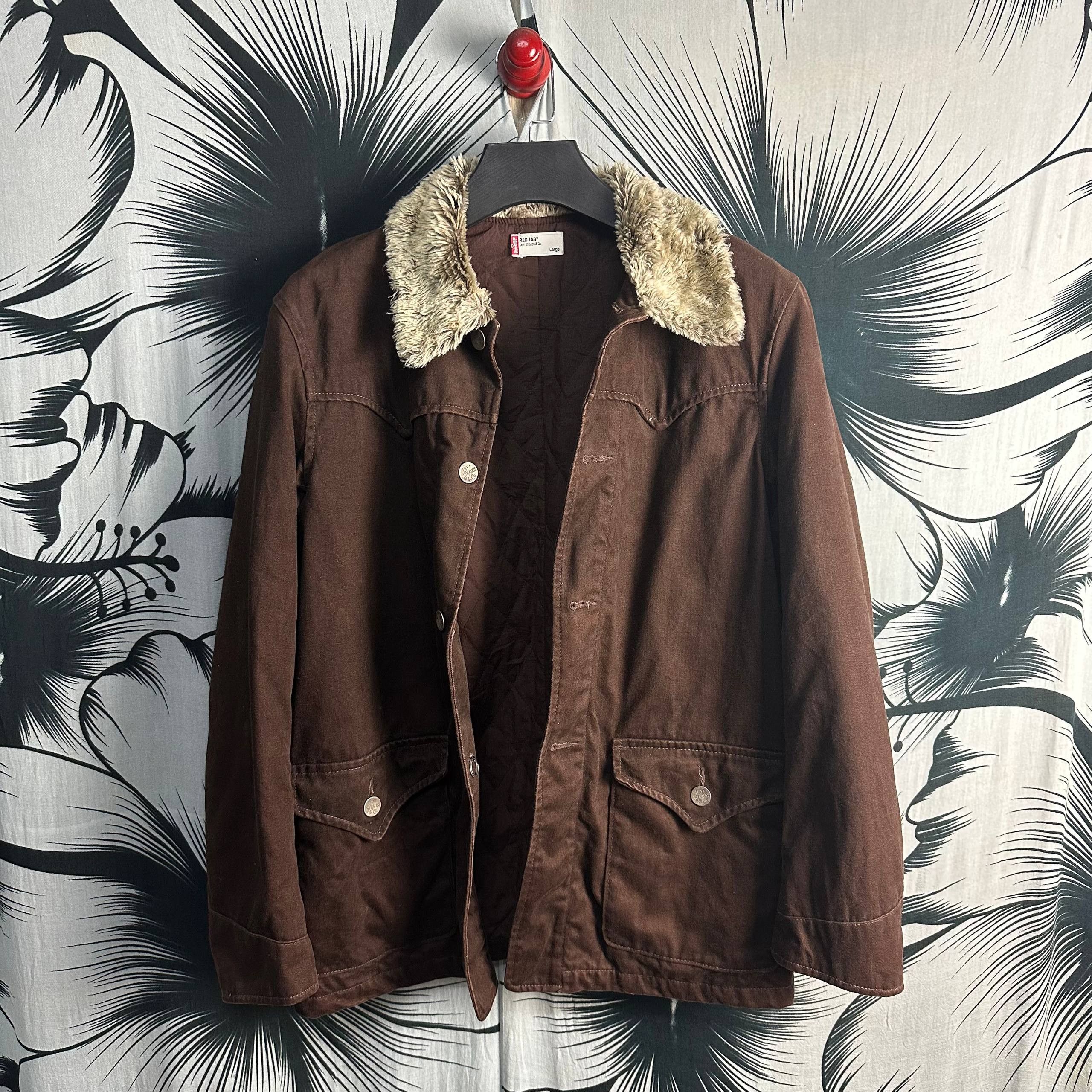Levi's Rare Vintage Levi's Red Tab Boa Fur Collar Coverall Jacket Size US L / EU 52-54 / 3 - 3 Thumbnail