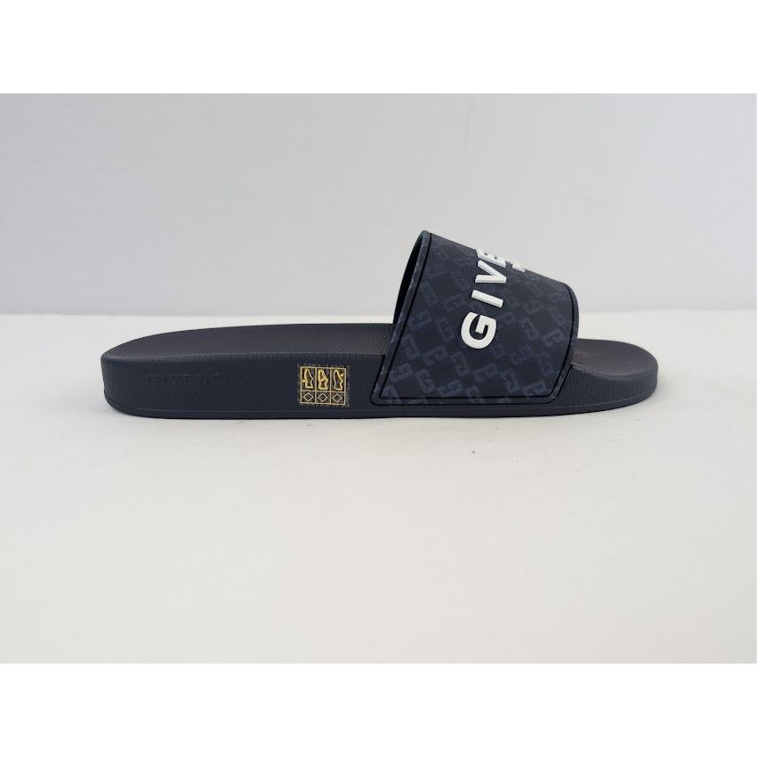 Givenchy o1rshd1 Embossed Rubber Logo Printed Slide Sandals Dark Blue Size US 14 / EU 47 - 4 Thumbnail