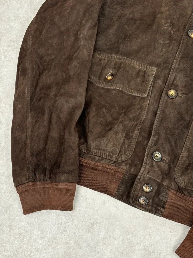 Vintage Massimo Rebecchi Buttoned Brown Suede Leather Jacket Size US L / EU 52-54 / 3 - 9 Thumbnail