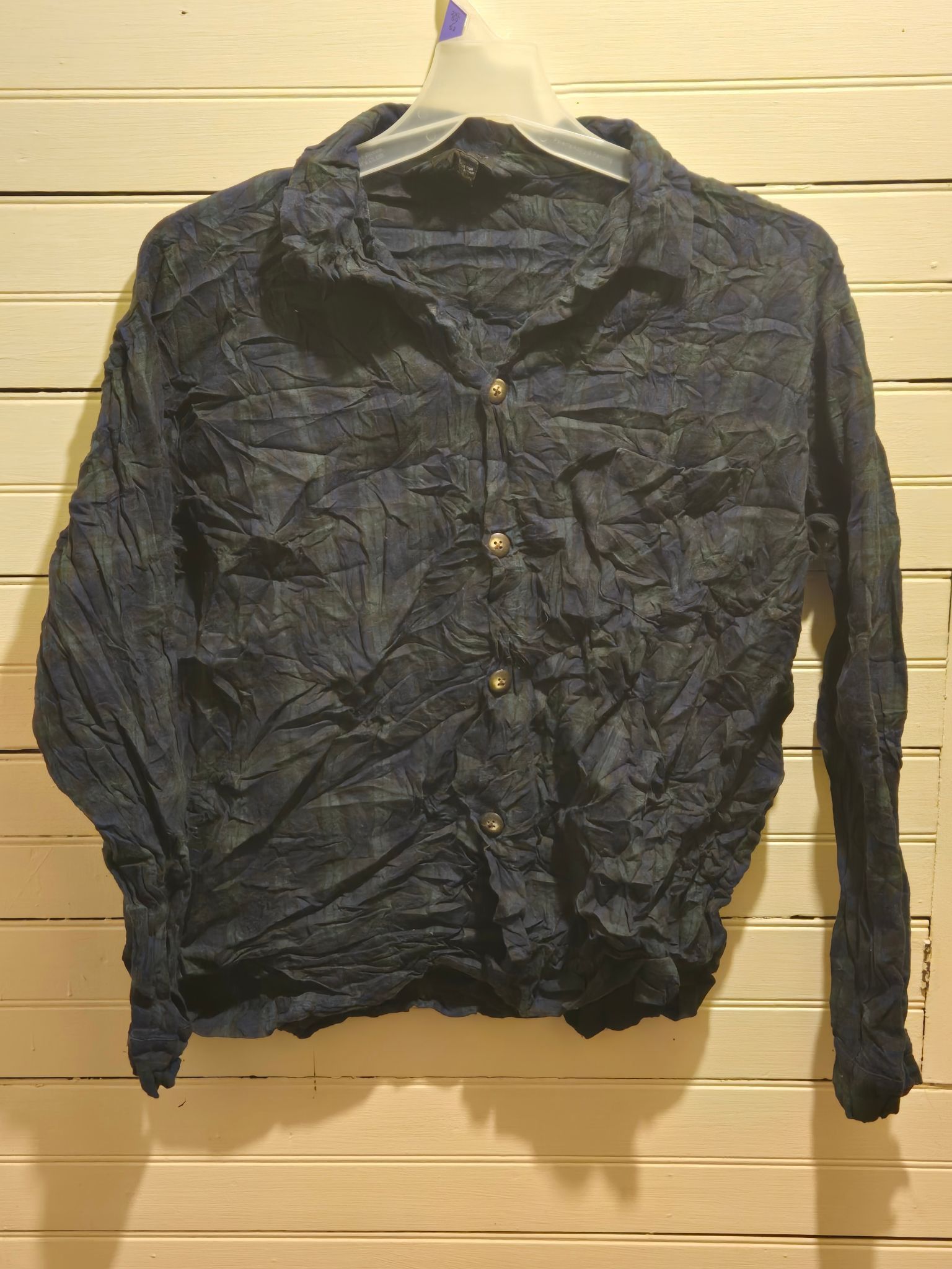 Croft & Barrow Croft & Barrow Button Up Shirt Womens L Blue Crinkle 100% Size L / US 10 / IT 46 - 1 Thumbnail