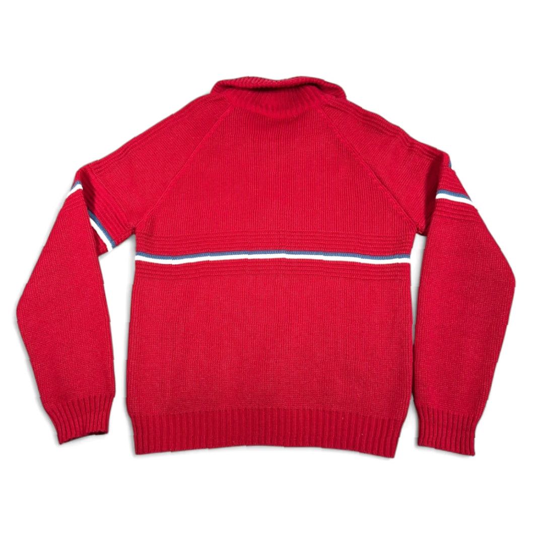 Vintage VINTAGE Calvin Charles Sweater Adult SMALL Red Textured Knit Quarter Zip 80s Size US S / EU 44-46 / 1 - 3 Thumbnail