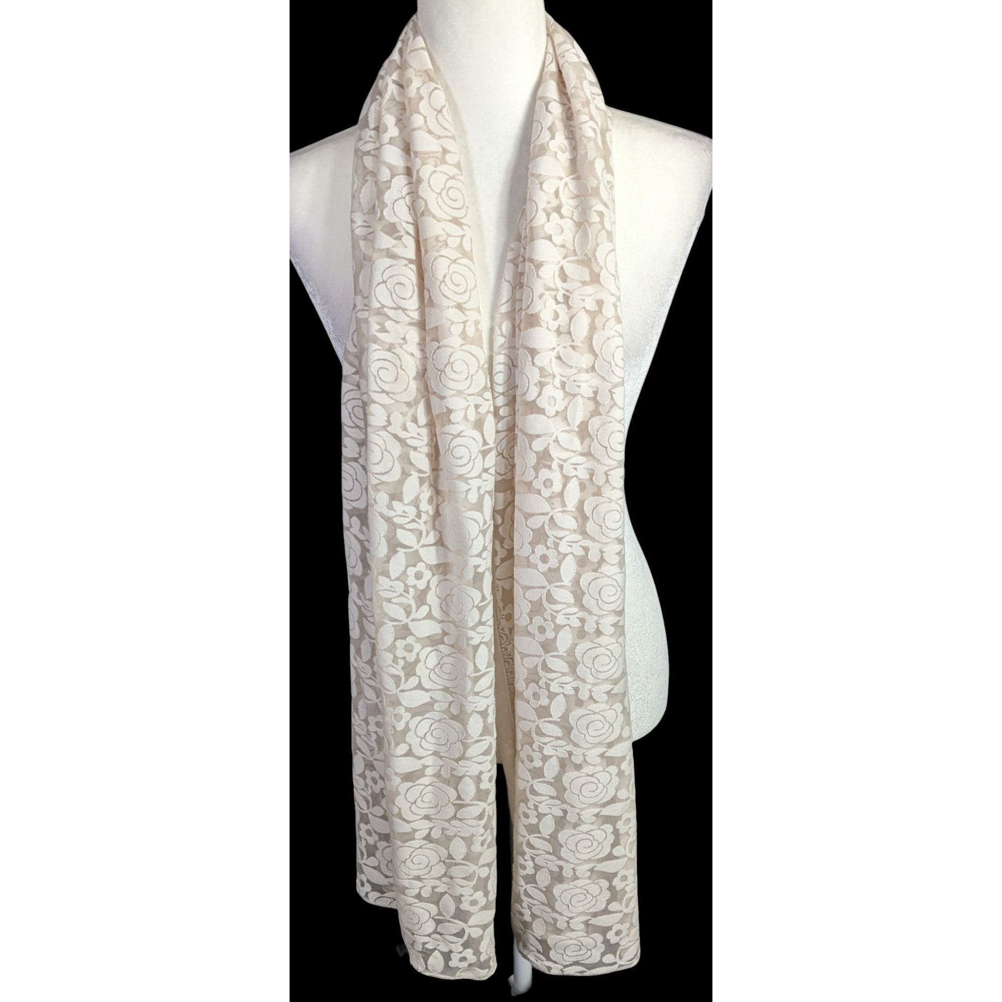 Other Alshal Floral Lace Scarf With Rhinestone Applique Accent 72x Size ONE SIZE - 3 Thumbnail