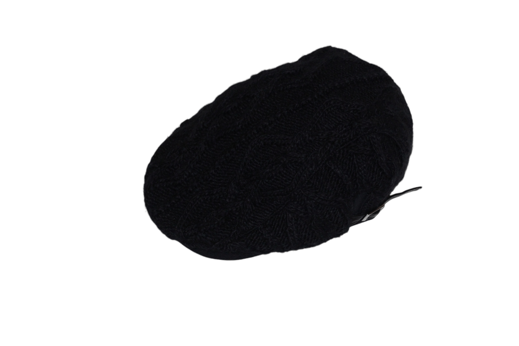 Danier Danier Black Noir Wool Blend Chunky Crochet Knit Flat Cap Size ONE SIZE - 7 Thumbnail