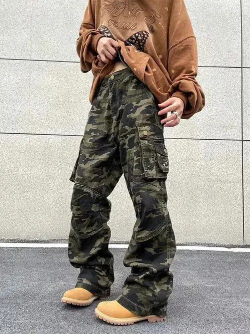 Jean camo flared cargo pattern pants Size US 32 / EU 48 - 4 Thumbnail