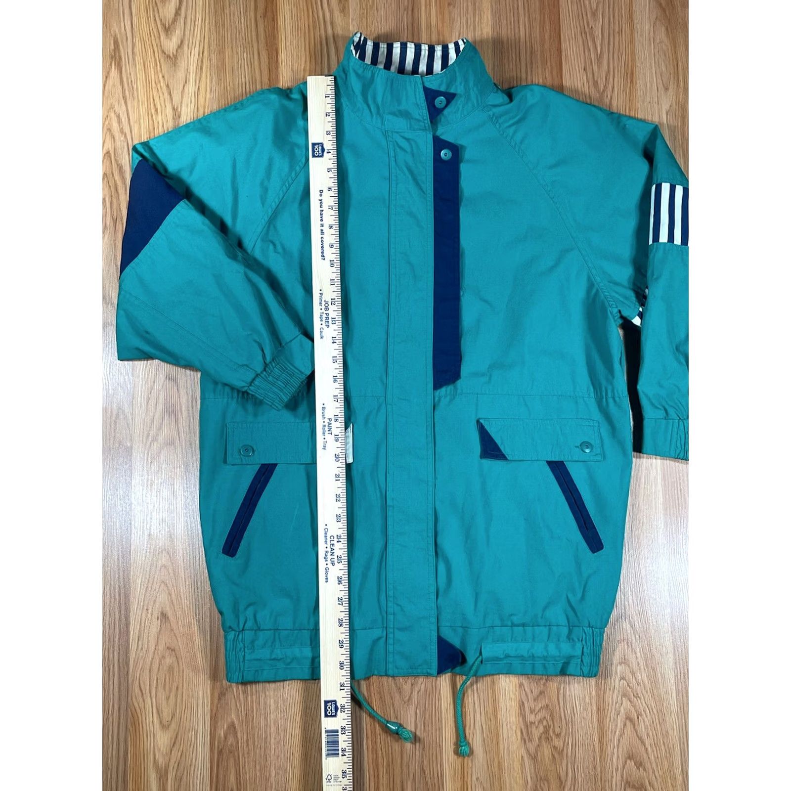 Altea Vintage Mariel 80’s Jacket Coat With Shoulder Pads Green Teal Blue Womens M Coat Size M / US 6-8 / IT 42-44 - 3 Thumbnail