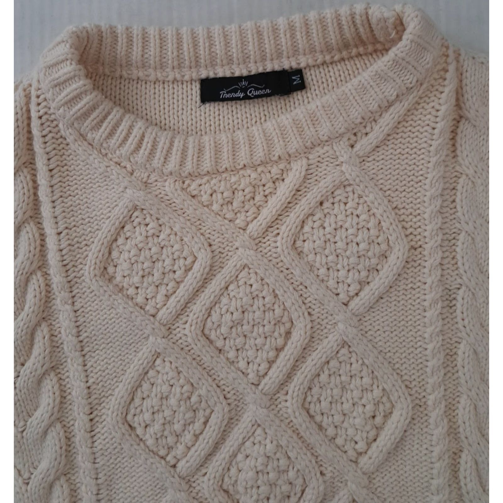 Vintage VINTAGE Cable Knit White Woman Long Sleeve Sweater Size M Pullover Winter Casual Women Trendy queen Regular Knit Cotton Blend Size M / US 6-8 / IT 42-44 - 3 Thumbnail