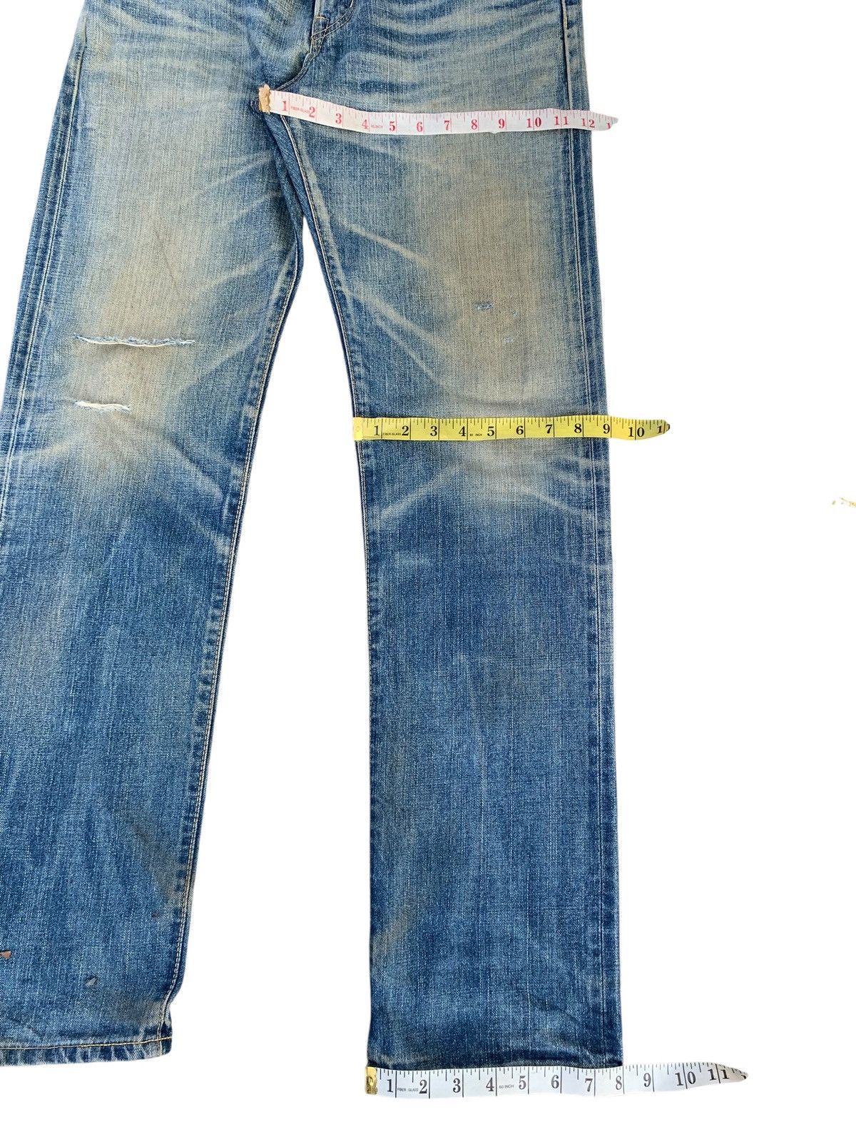Edwin VINTAGE EDWIN505zx SELVEDGE BUCKLE BACK DISTRESSED DENIM Size US 33 - 21 Thumbnail