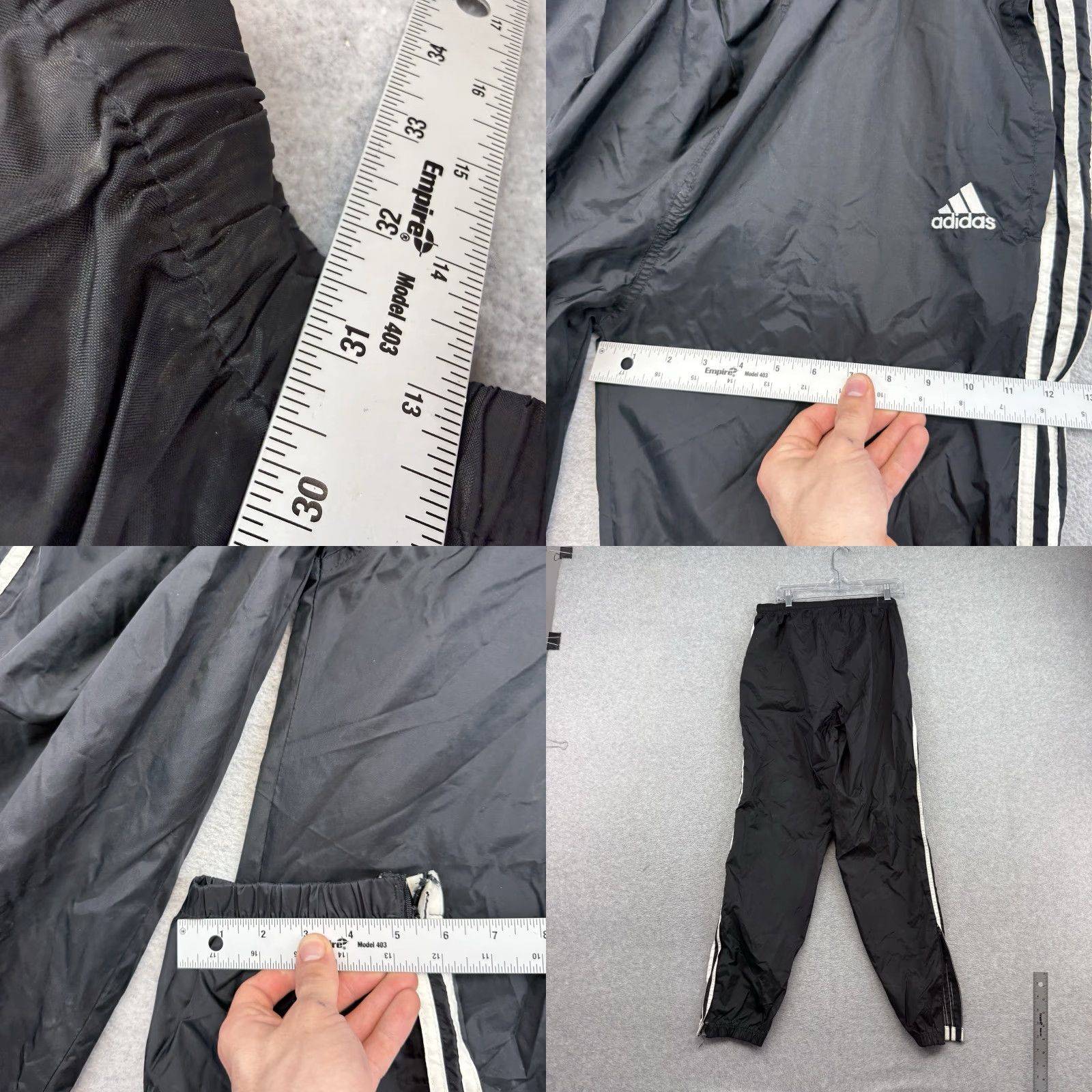 Adidas VINTAGE adidas Track Pants Mens L Black White 3 Stripe Hip Hop Y2K Baggy Striped Size US 33 - 8 Thumbnail