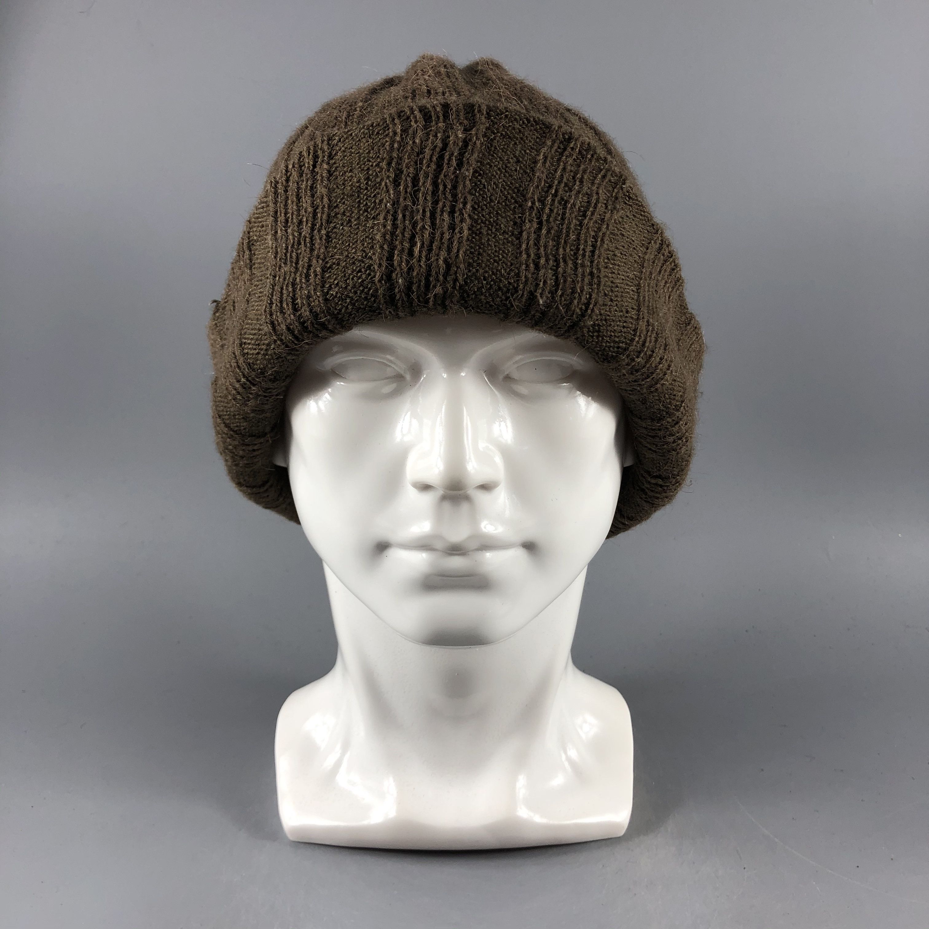 image of Vintage Unknown Brown Ribbed Beanie Snow Hat Snow Cap -D795, Men's