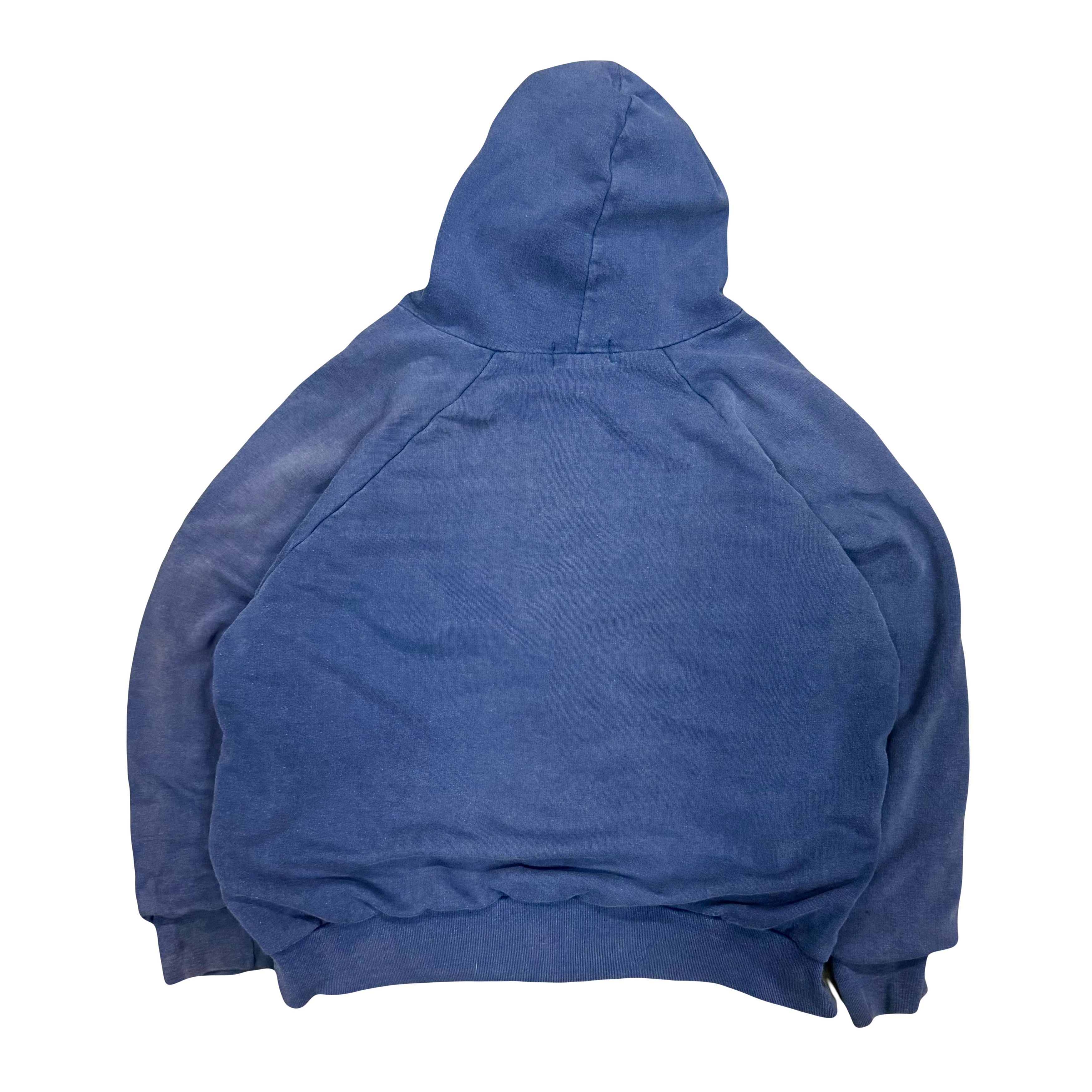 Vintage VTG 80s Faded Waffle Knit Heavyweight Hooded Zip Sweatshirt Size US L / EU 52-54 / 3 - 2 Thumbnail