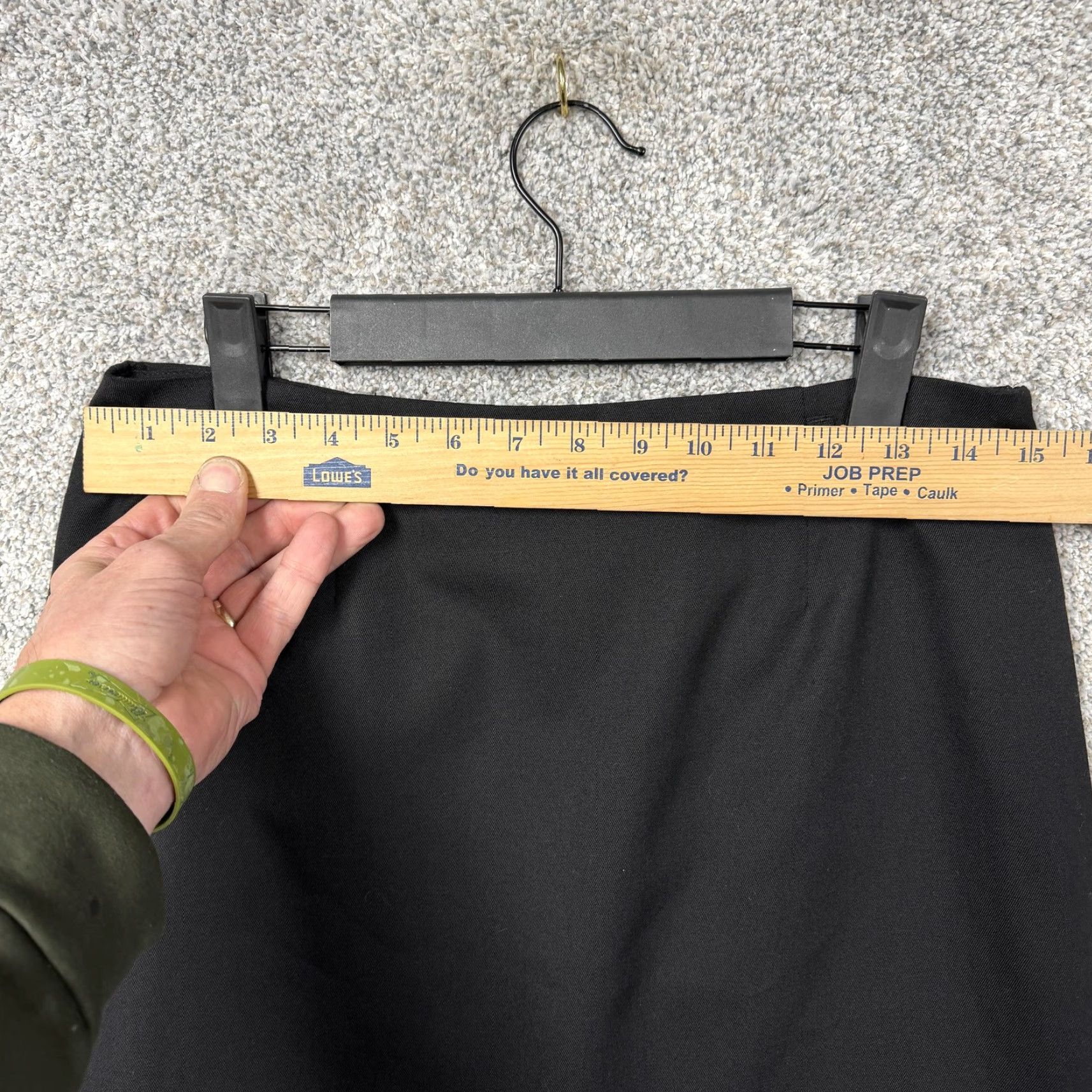 Vintage VINTAGE B. Moss Skirt 10 Black Embroidered Hem Knee Length Pencil Office Formal 90s Gothic Retro Striped Twill Lined Polyester Rayon Womens Size 32" / US 10 / IT 46 - 2 Thumbnail