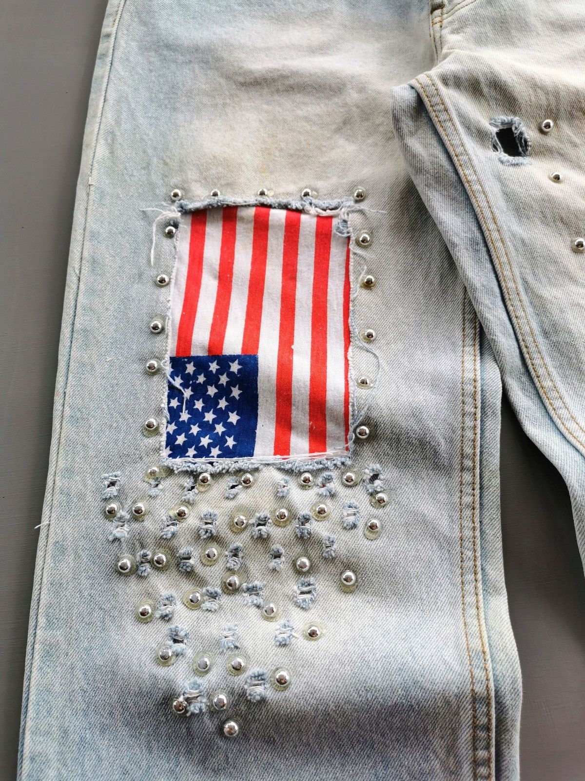 Other Kakachi USA Flag Studded Distressed Square Design Jeans Size US 28 / EU 44 - 3 Thumbnail