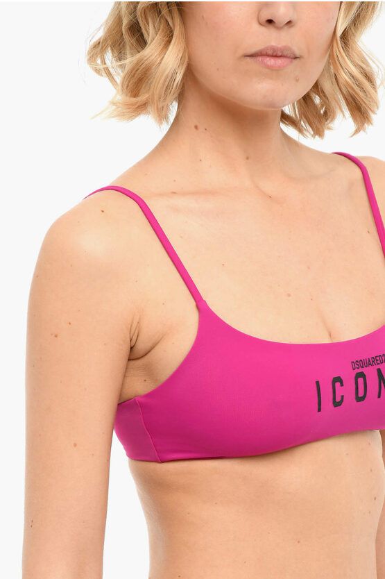 Dsquared2 og1mm0624 Size: 40 / Printed Icon Bikini Bra in Pink Size ONE SIZE - 3 Thumbnail