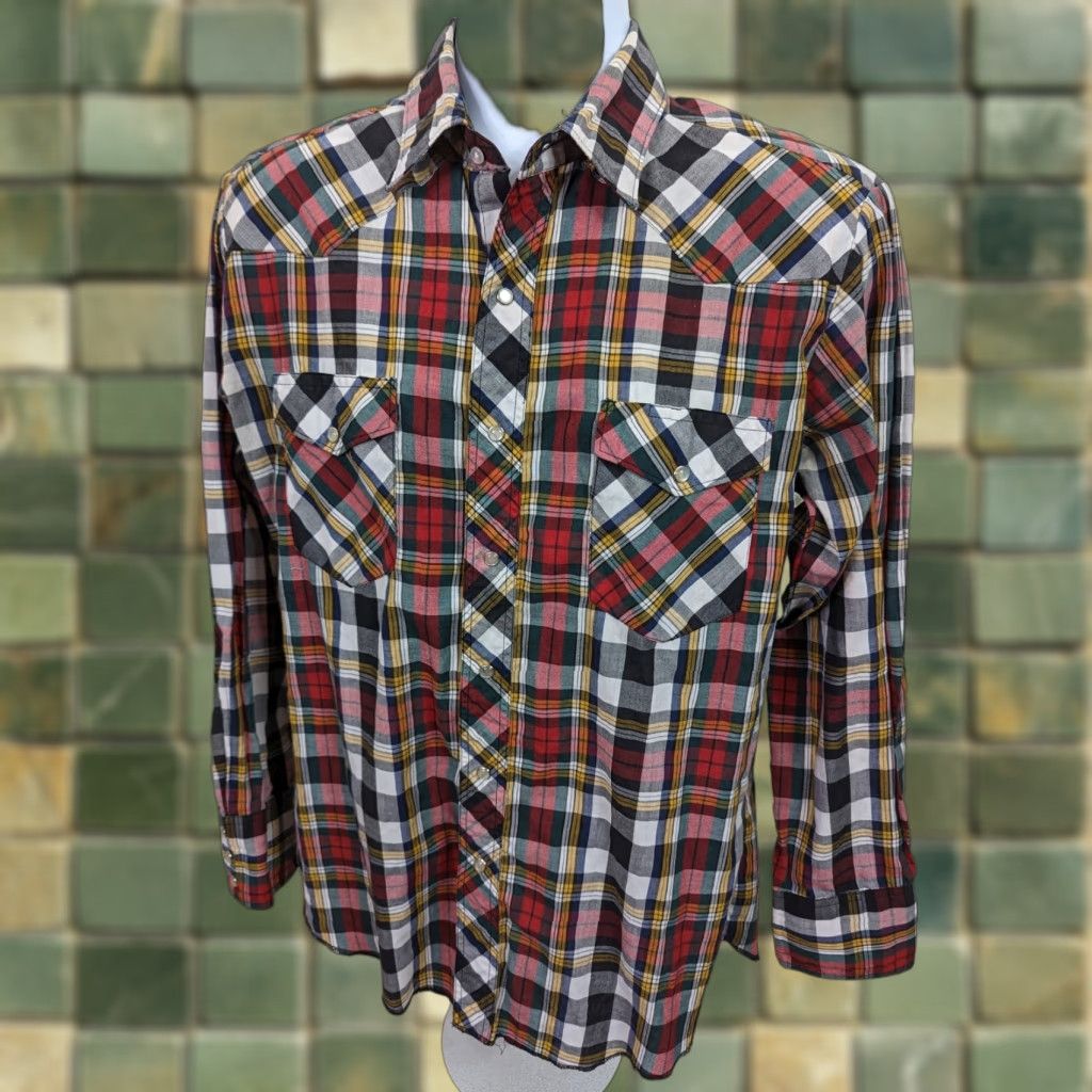 Wrangler Wrangler Shirt Men Medium Cowboy Western Long Sleeve Pearl Snap T2F Size US M / EU 48-50 / 2 - 1 Thumbnail