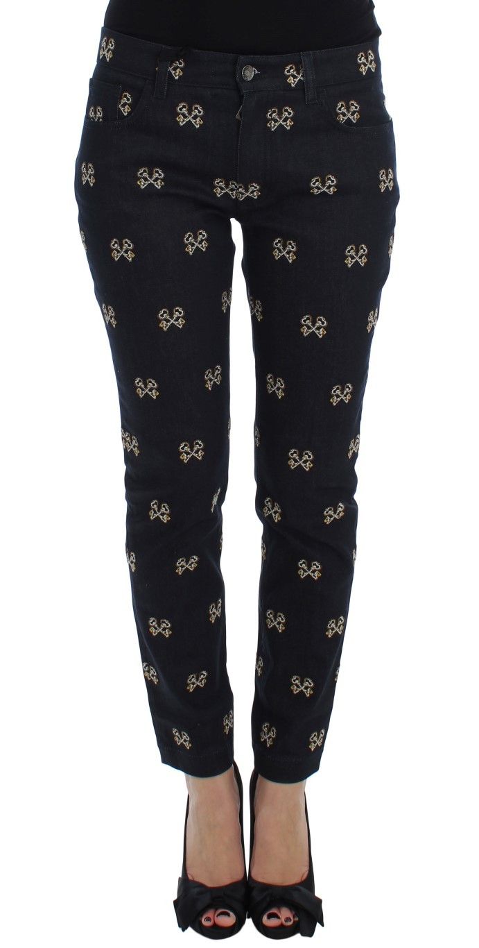 Dolce & Gabbana Elegant Embroidered Slim Fit Denim Women's Jeans Size 30" / US 8 / IT 44 - 1 Thumbnail