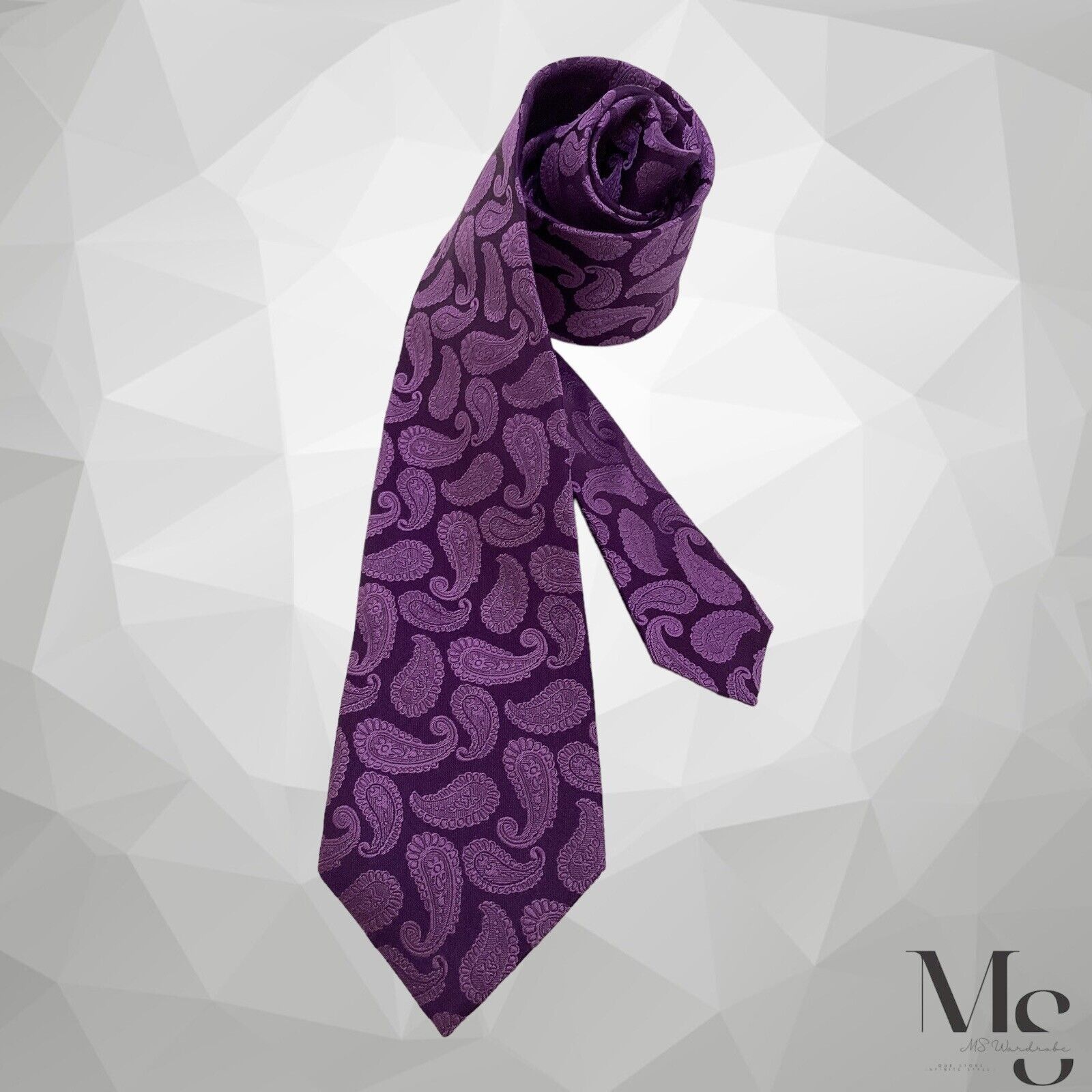 Hugo Boss BOSS HUGO BOSS XL Purple Paisley Luxury Silk Tie Italy Size ONE SIZE - 1 Thumbnail