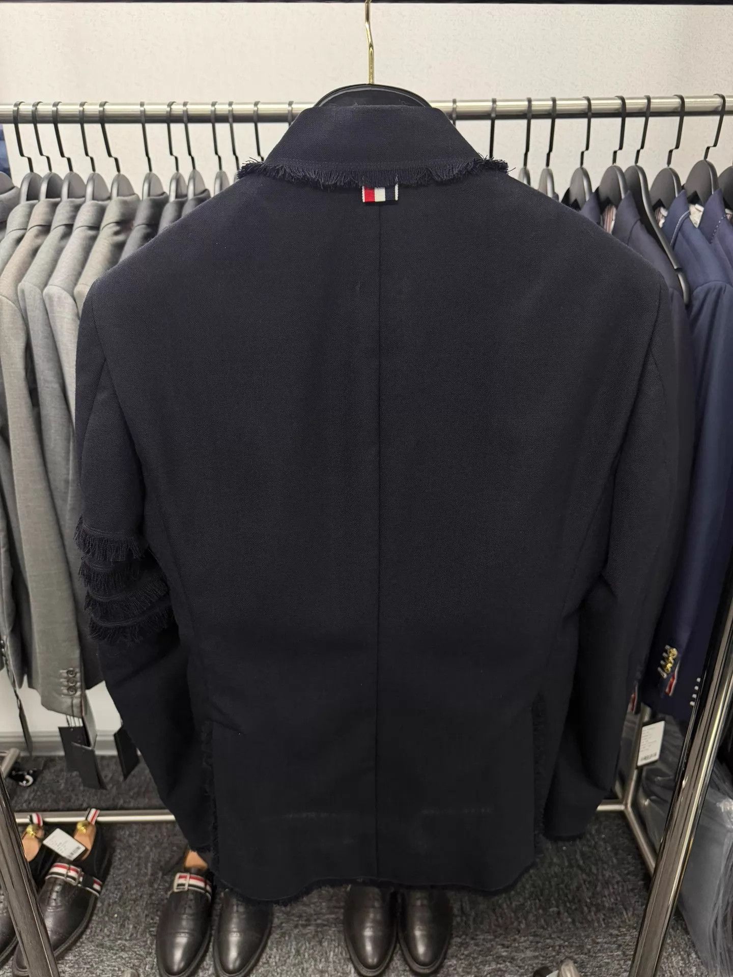 Thom Browne THOM BROWNE Navy Fringe 4-Bar Slim Blazer Size US M / EU 48-50 / 2 - 2 Thumbnail