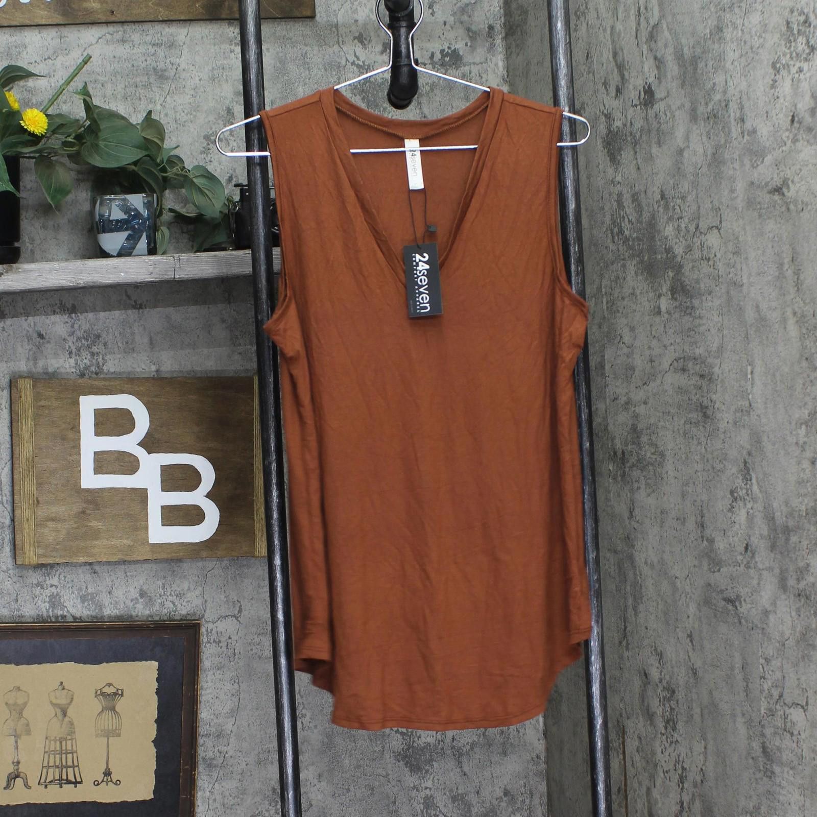 Other Nwt 24seven Comfort Apparel Knit V-neck Tank Top Brown L Size L / US 10 / IT 46 - 1 Thumbnail