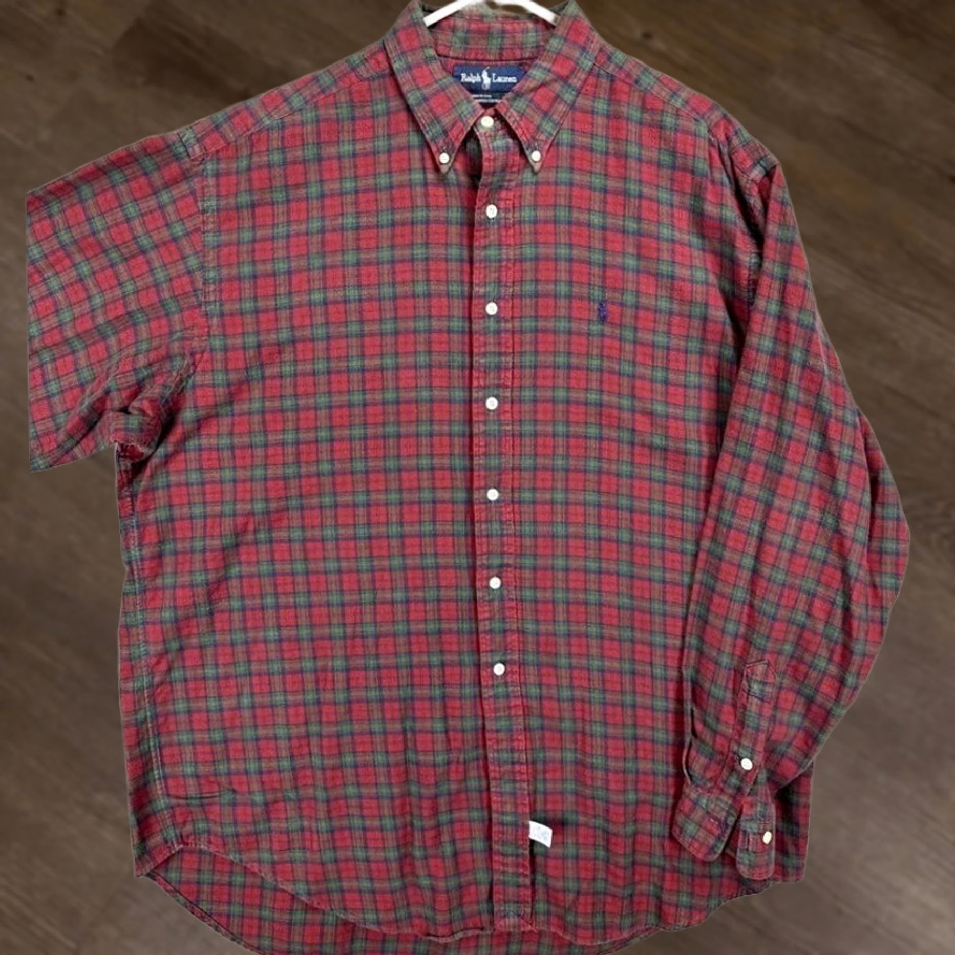 Ralph Lauren VINTAGE Ralph Lauren Shirt Men XL Red Flannel Plaid Button-Down Pony Made In USA Size US XL / EU 56 / 4 - 1 Thumbnail