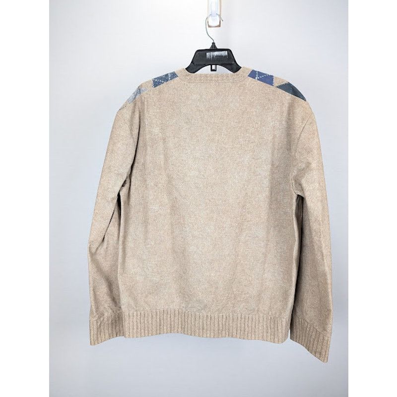 Bottega Veneta o1rshd1 Argyle Printed Leather Sweater in Camel/Grey/Blue Size US M / EU 48-50 / 2 - 8 Thumbnail