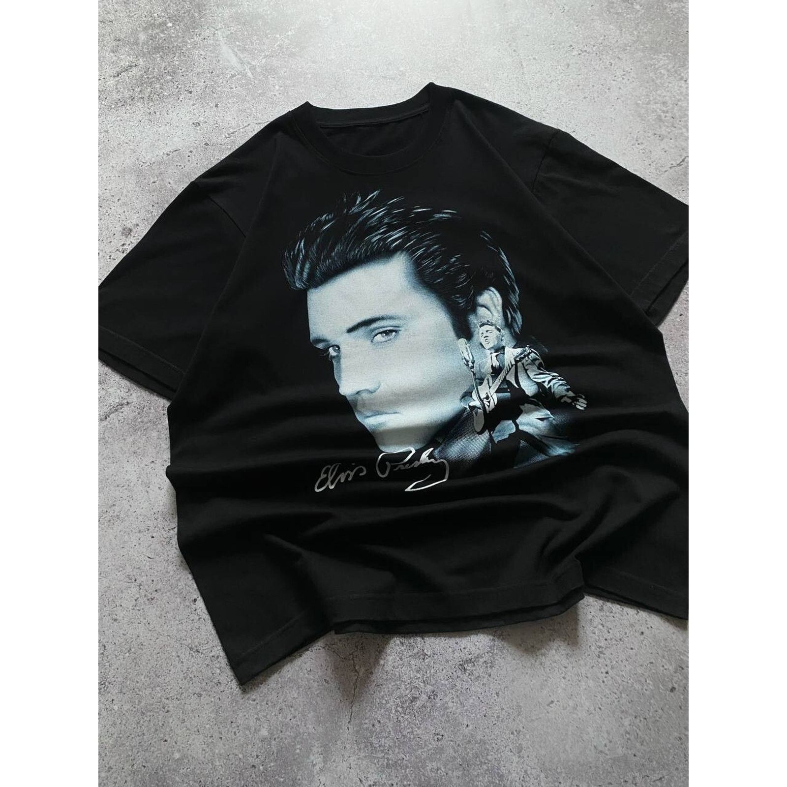 Band Tees × Vintage VINTAGE ELVIS PRESLEY PORTRAIT PHOTO DOUBLE SIDED KING TEE Size US XL / EU 56 / 4 - 5 Thumbnail
