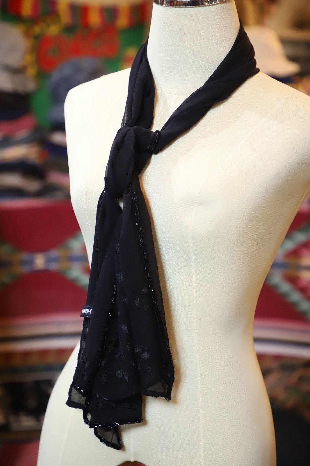 Japanese Brand × Vintage Black Chiffon Scarf long black scarf stole Size ONE SIZE - 3 Thumbnail