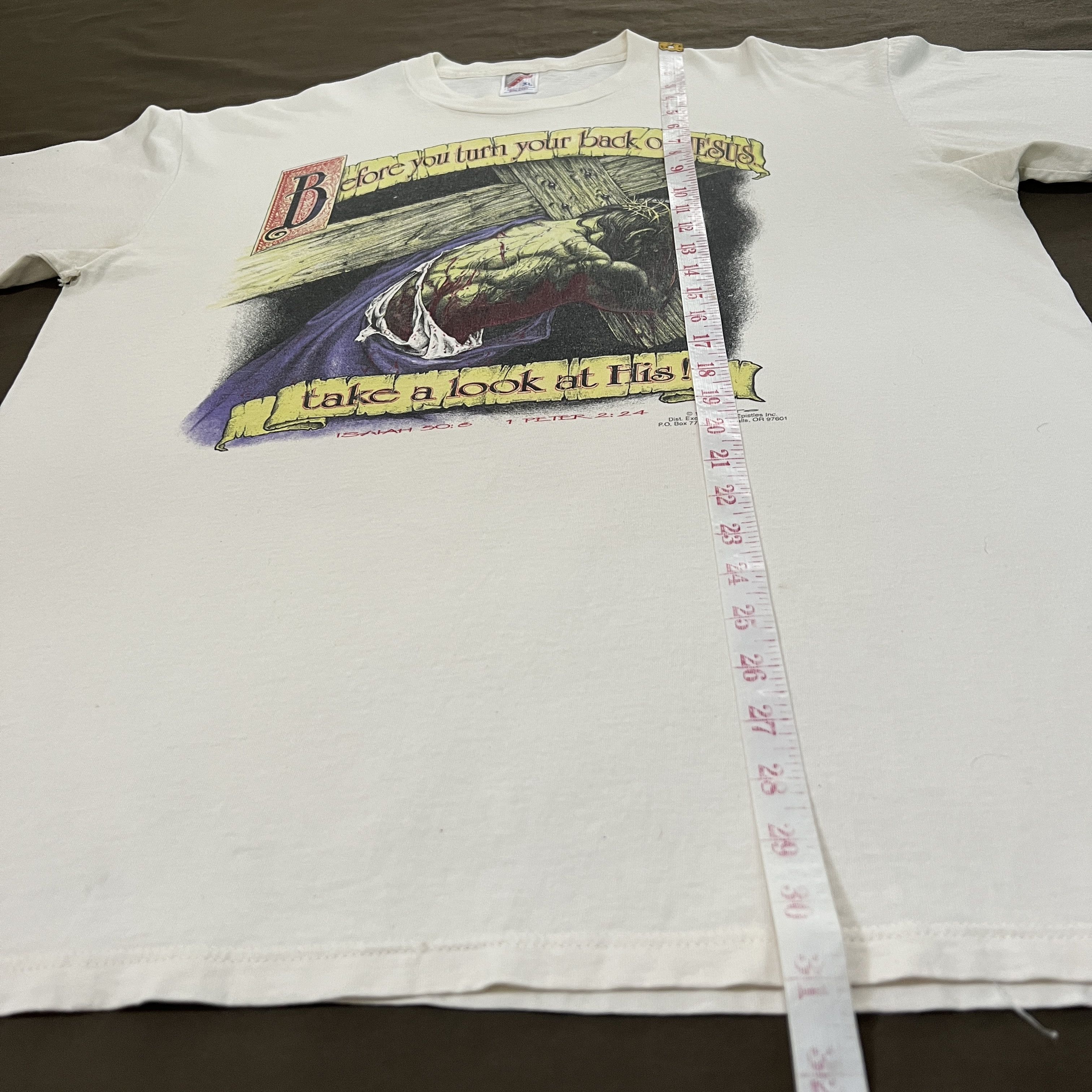 Vintage Vintage 90s Before You Turn Your Back On Jesus God Tee XL Size US XL / EU 56 / 4 - 11 Thumbnail