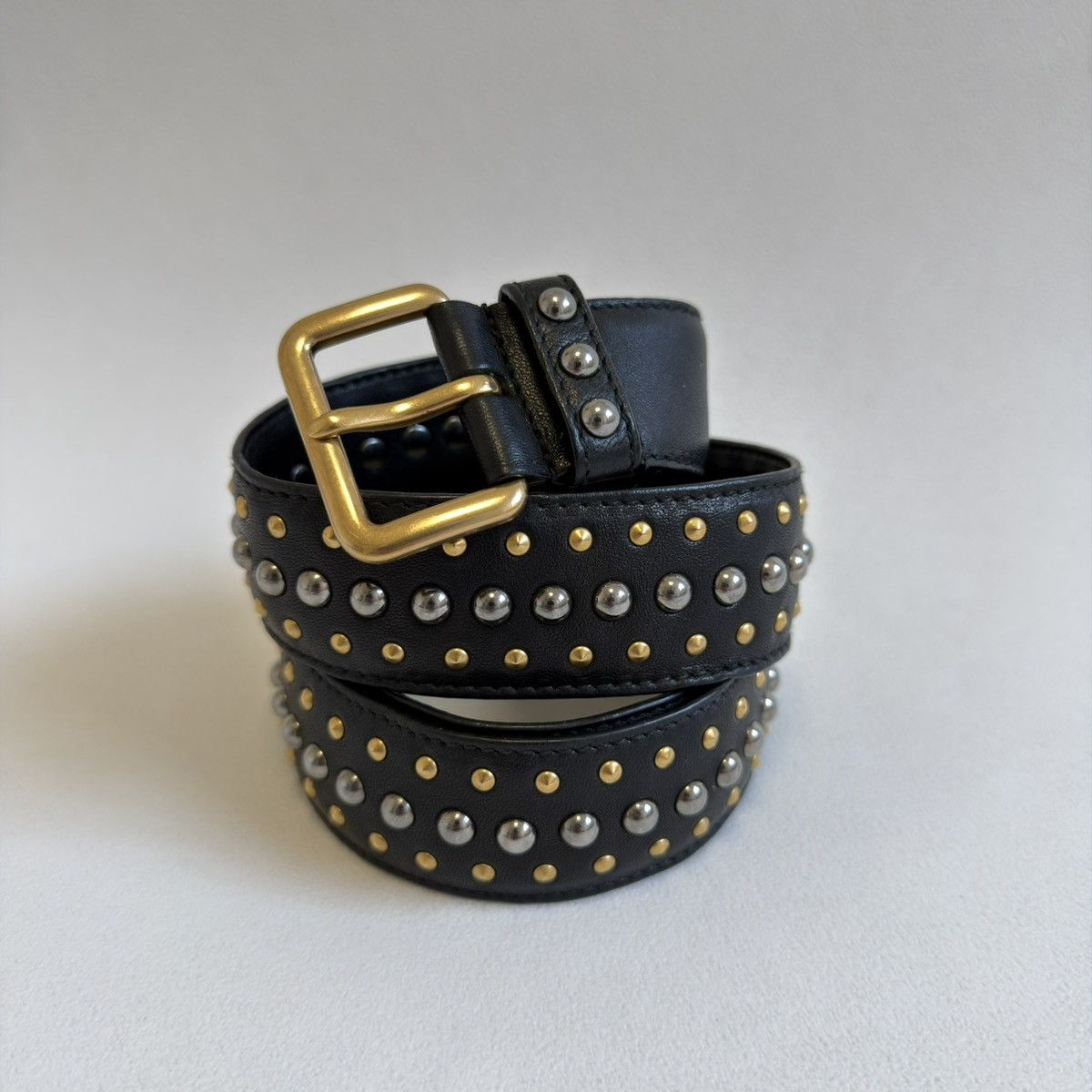 Prada Black Leather ‘Round Metal Studded’ Belt Size ONE SIZE - 2 Thumbnail
