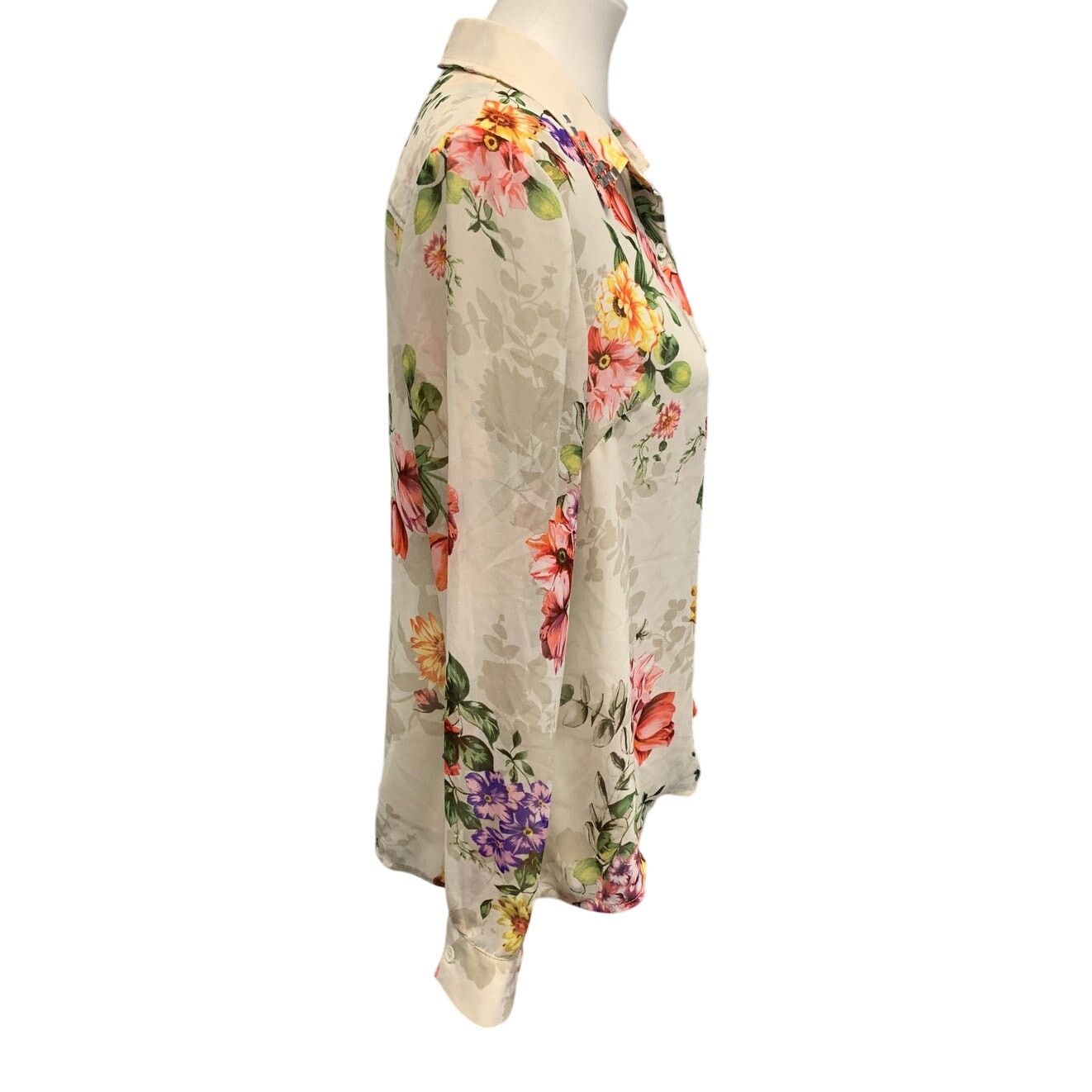 Forever 21 Forever 21 Women Large Floral Button Down Long Sleeve Blouse Size L / US 10 / IT 46 - 3 Thumbnail