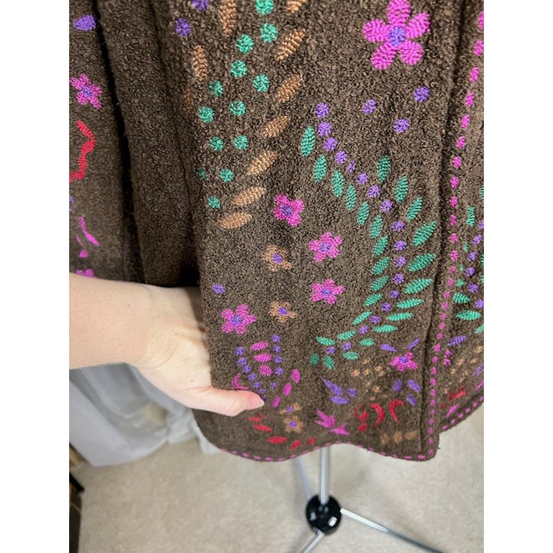 Vintage sweater coat embroidered Linea Louis Dellolio brown purple Size US XL / EU 56 / 4 - 6 Thumbnail