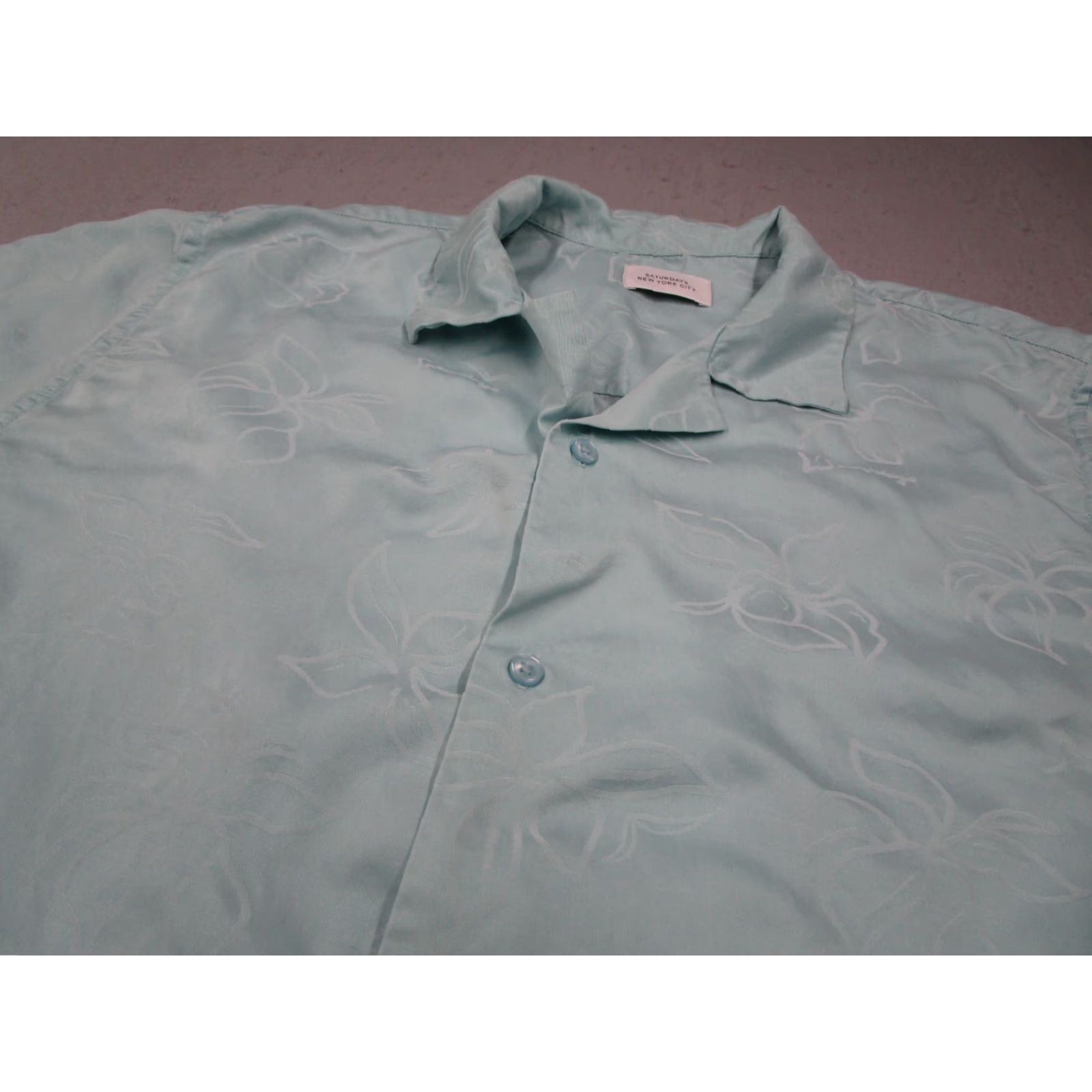Saturdays NYC Saturdays NYC Blue Floral Button Up Shirt Mens Extra Large Short Sleeve Tencel Blend Mens Size US XL / EU 56 / 4 - 2 Thumbnail