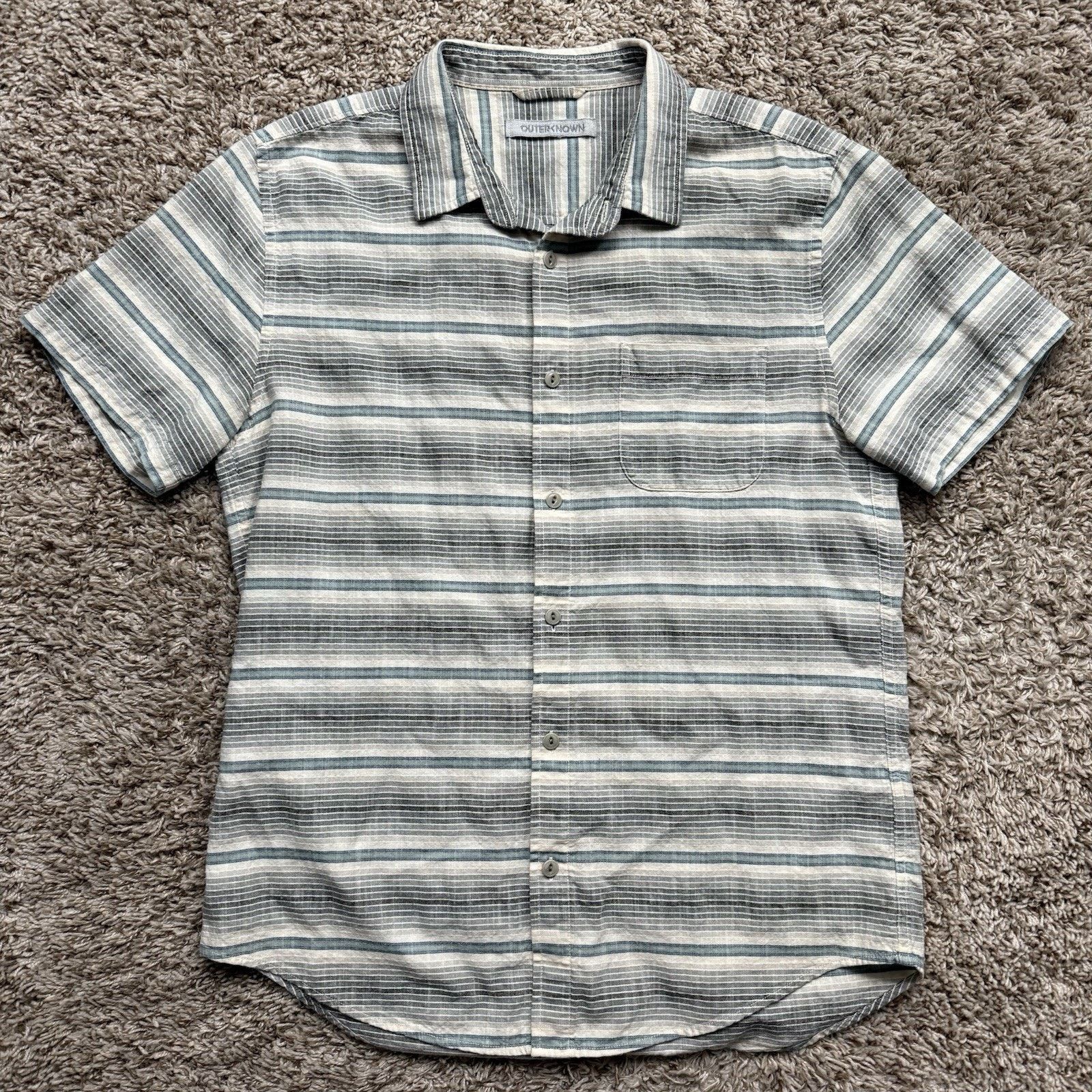 Outerknown Outerknown S.E.A. Shirt Button Up Striped Blue White Cotton Size US M / EU 48-50 / 2 - 1 Thumbnail