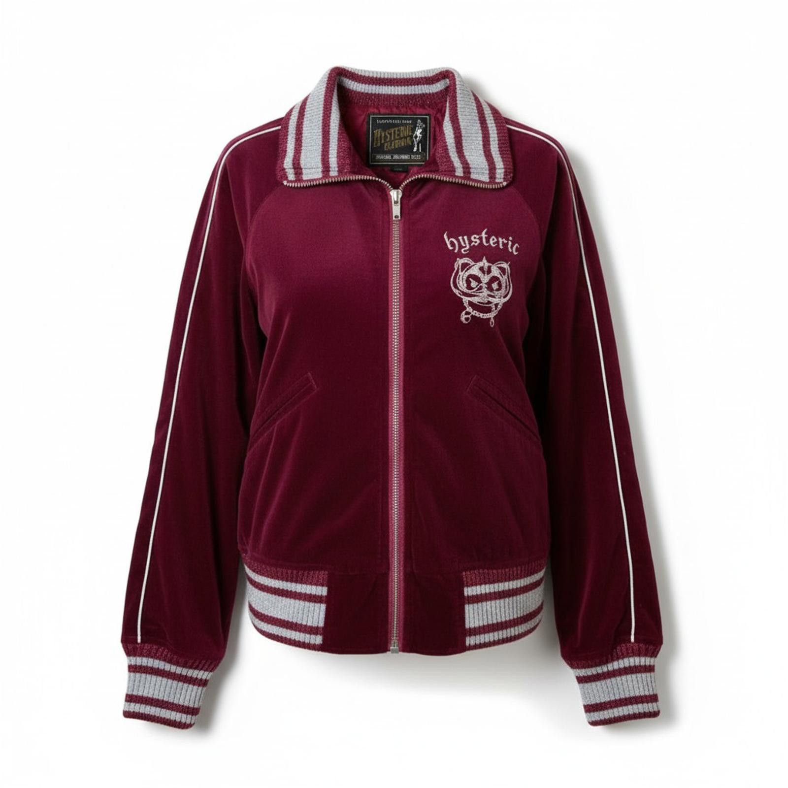 Hysteric Glamour Hysteric Glamour - S Burgundy Velour Track Jacket Size S / US 4 / IT 40 - 1 Thumbnail