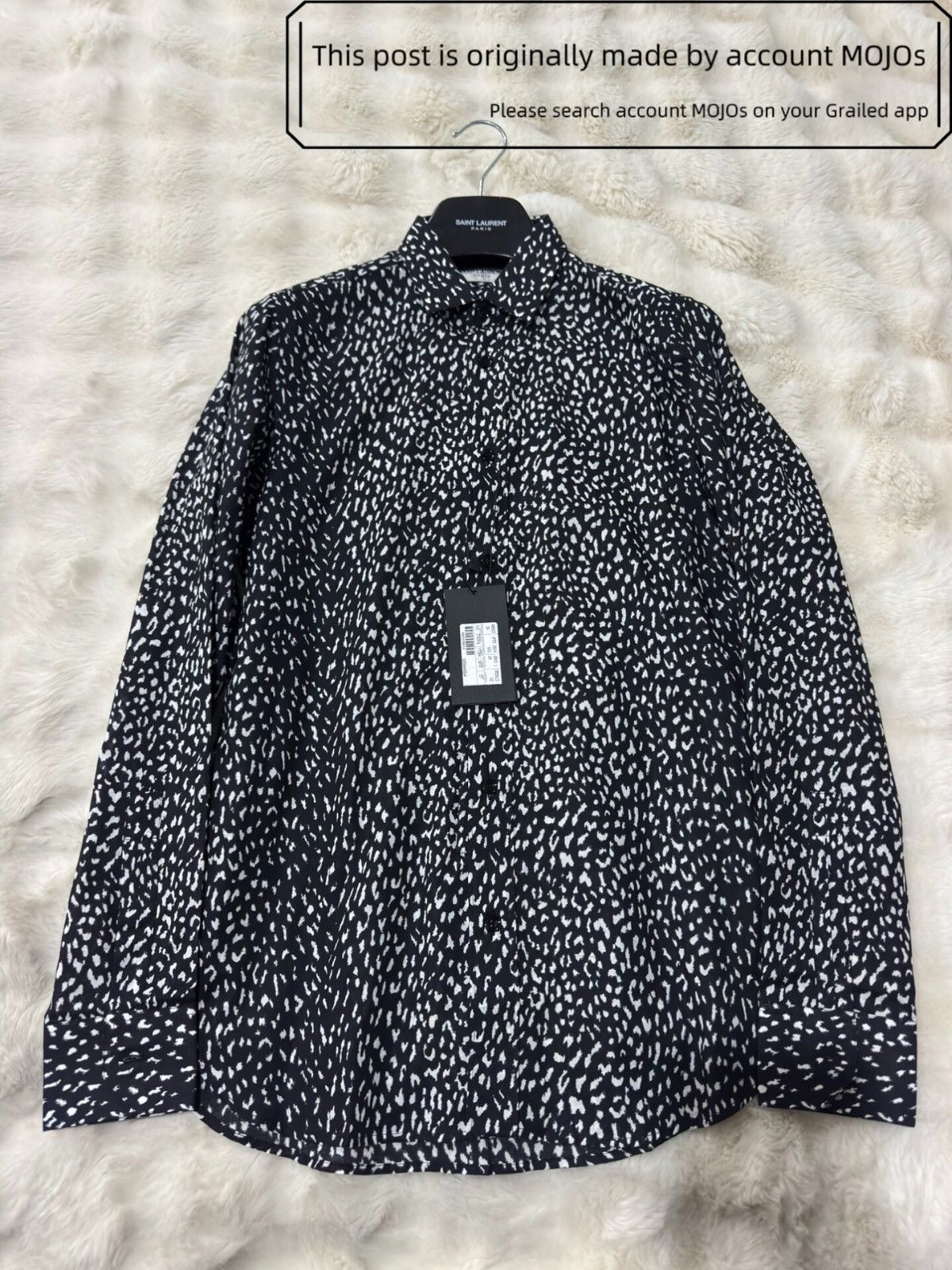 Sz 37 Saint Laurent Paris Black Leopard Shirt mojos36633