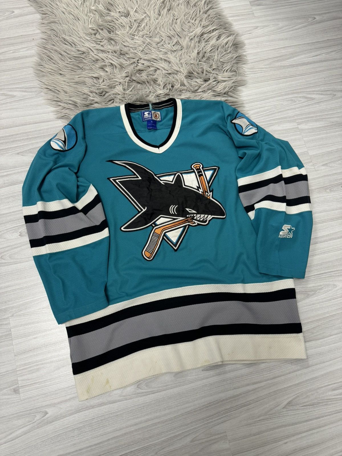 Starter × Vintage Vintage 90s Starter San Jose Sharks Hockey Jersey Size US XL / EU 56 / 4 - 4 Thumbnail