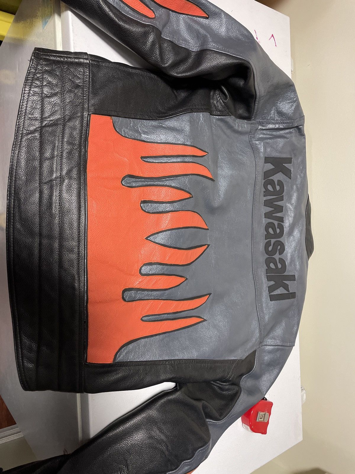 Vintage Kawasaki Leather Motorcycle Jacket Size US L / EU 52-54 / 3 - 2 Thumbnail