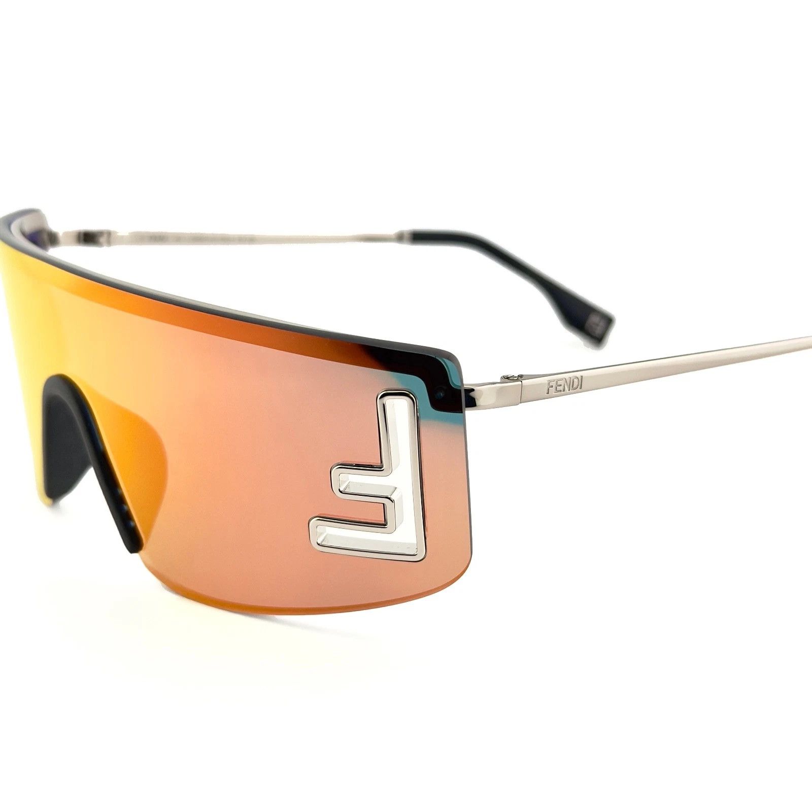 Fendi FENDI SPORT FE40168U Silver Orange Mirror Wrap Mask 40168 Size ONE SIZE - 7 Thumbnail