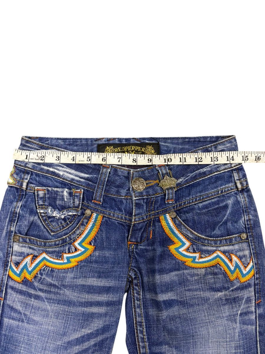 If Six Was Nine Vintage Red pepper flared embroidered fading jeans Size US 29 - 5 Thumbnail