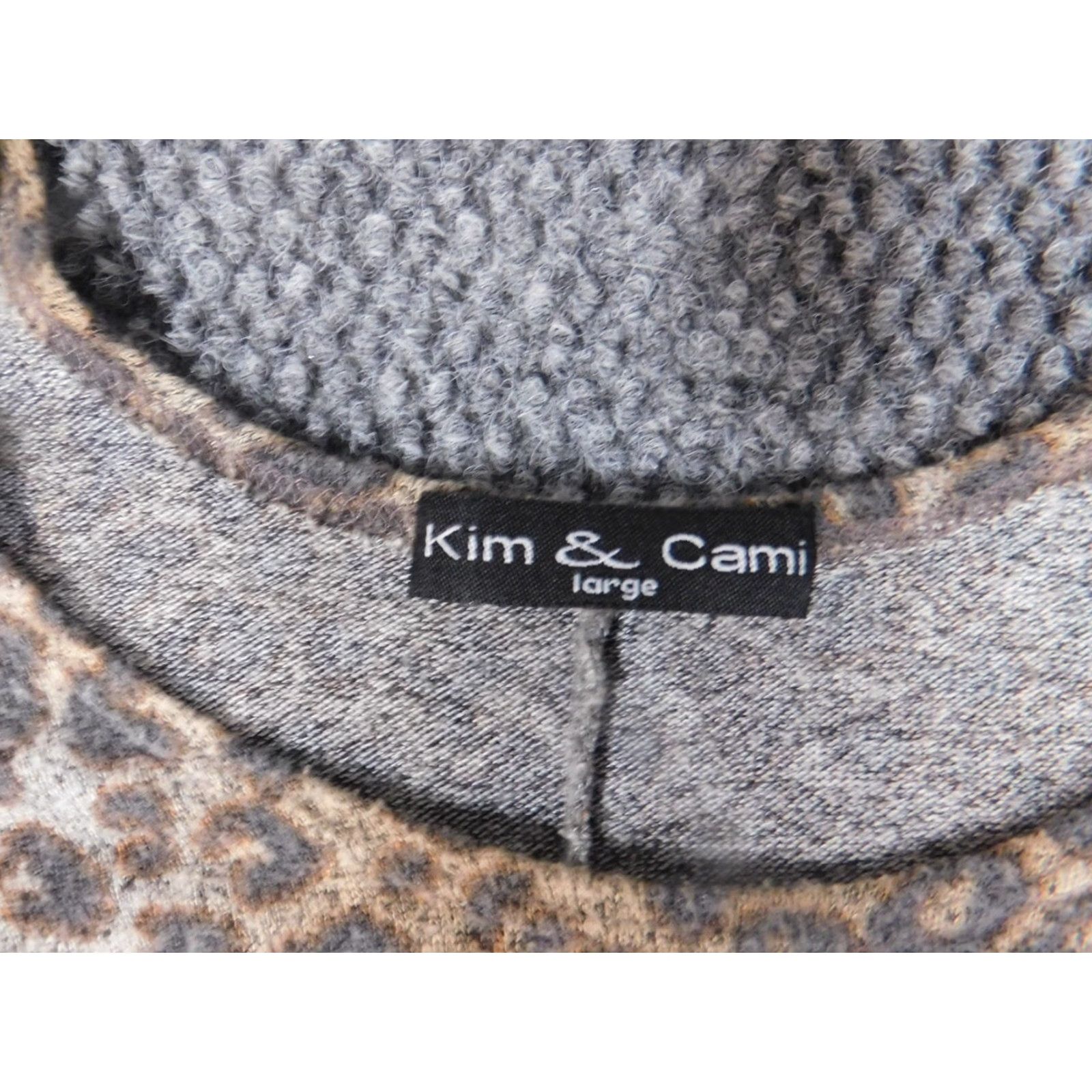 Vintage Kim and Cami Womens Sweater L Brown Animal Print Stretch Dolman Sleeve Turtleneck Pullover Knit Cable-Knit Regular Size Size L / US 10 / IT 46 - 5 Thumbnail
