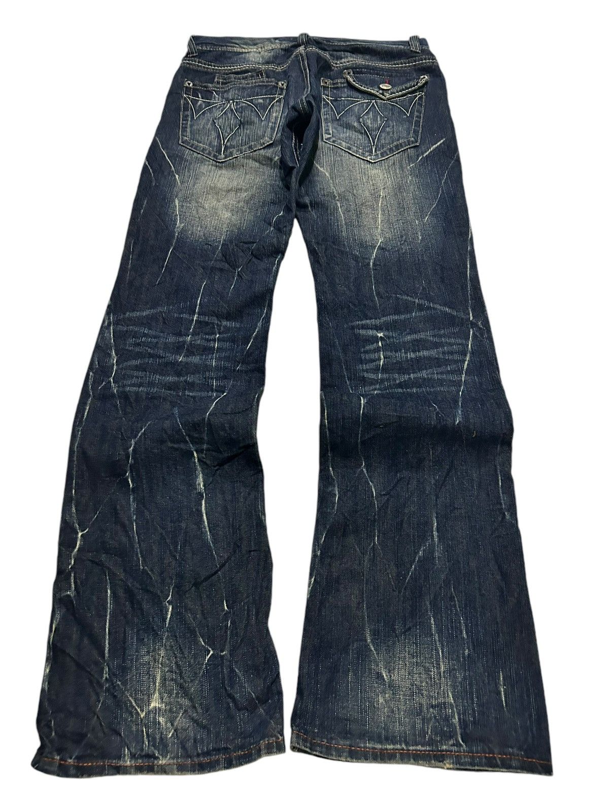 If Six Was Nine × KMRii × Le Grande Bleu (L.G.B.) FLARE THREE STONES THROW JAPANESE PUNK STYLE DENIM ☠️🎌🎌☠️ Size US 31 - 1 Thumbnail
