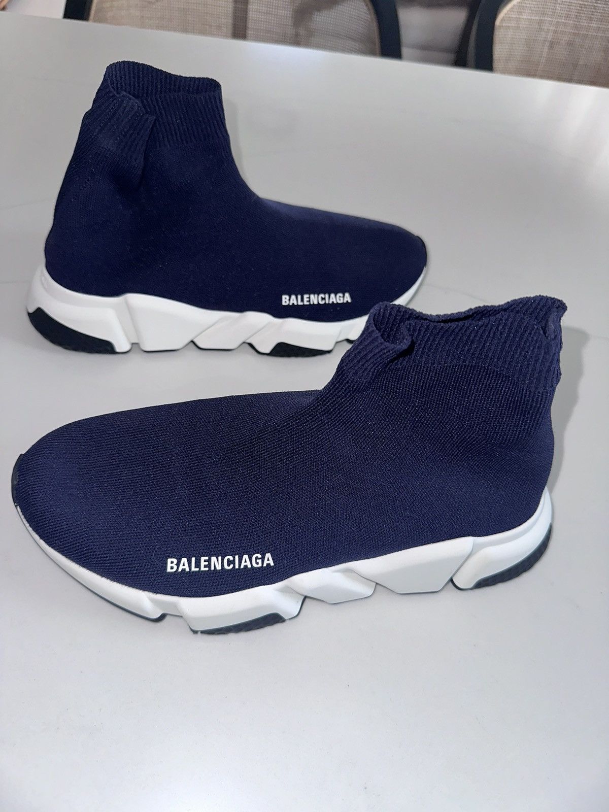 Balenciaga BALENCIAGA NAVY SPEED KNIT SOCK TRAINER SNEAKERS SIZE 7 Size US 7 / EU 40 - 1 Thumbnail