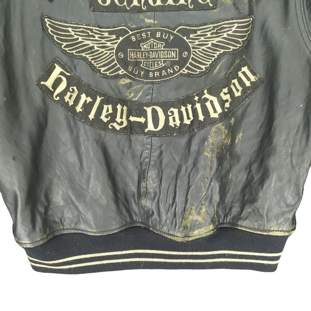 Harley Davidson TRASHED🔥 80's HD Patches Big Logo Leather Jacket #949 Size US M / EU 48-50 / 2 - 6 Thumbnail