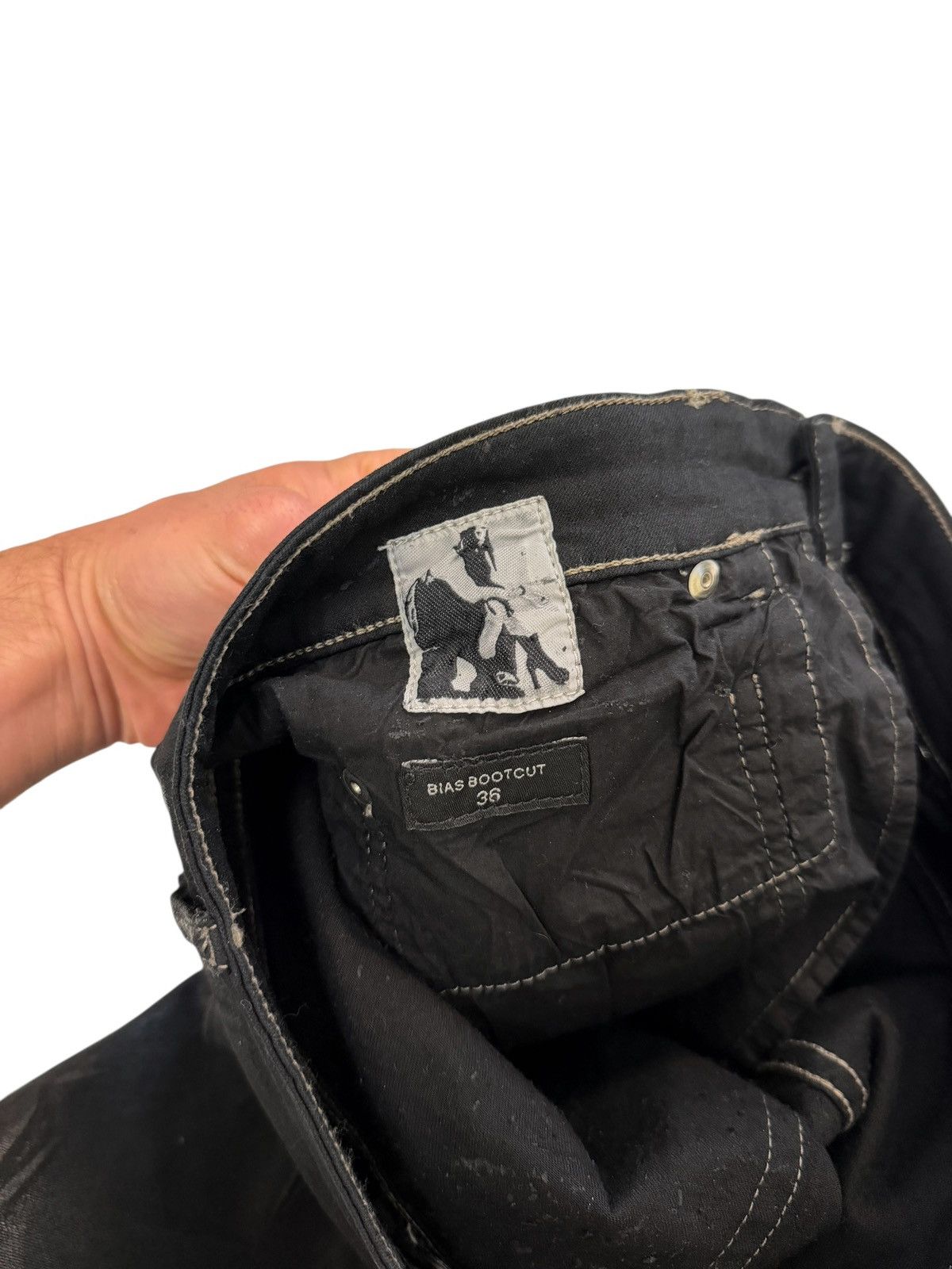 Rick Owens Bias Bootcut Flare Waxed Denim Size US 36 / EU 52 - 9 Thumbnail