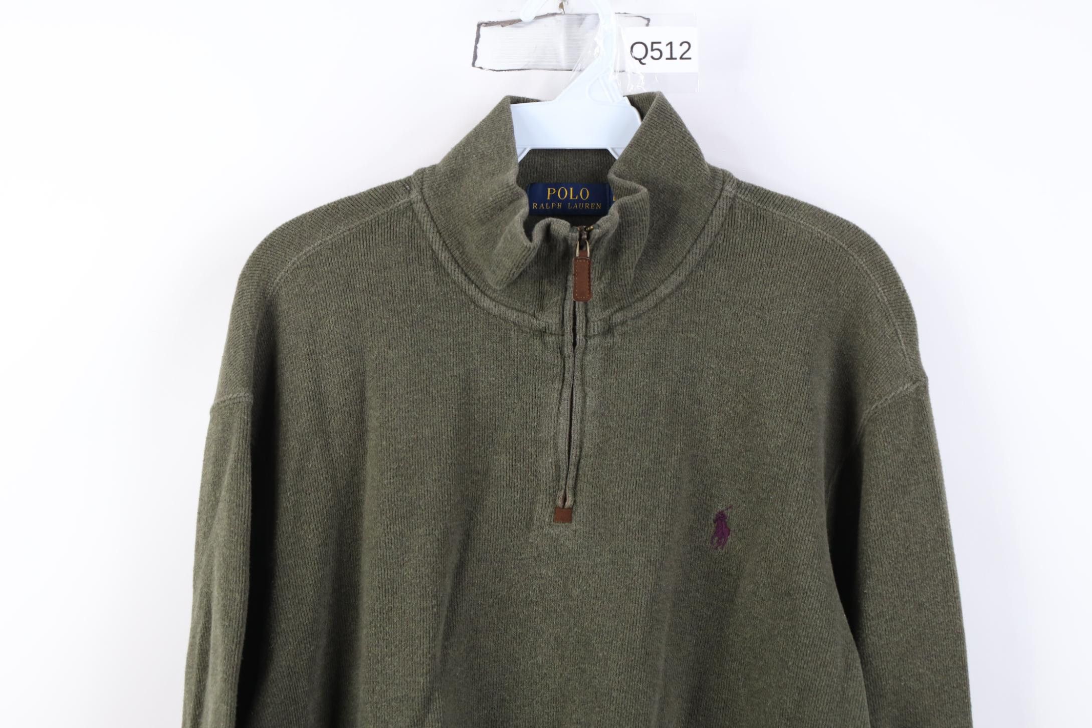 Polo Ralph Lauren Vintage Ralph Lauren Ribbed Knit 1/4 Zip Sweater Olive Green Size US L / EU 52-54 / 3 - 2 Thumbnail