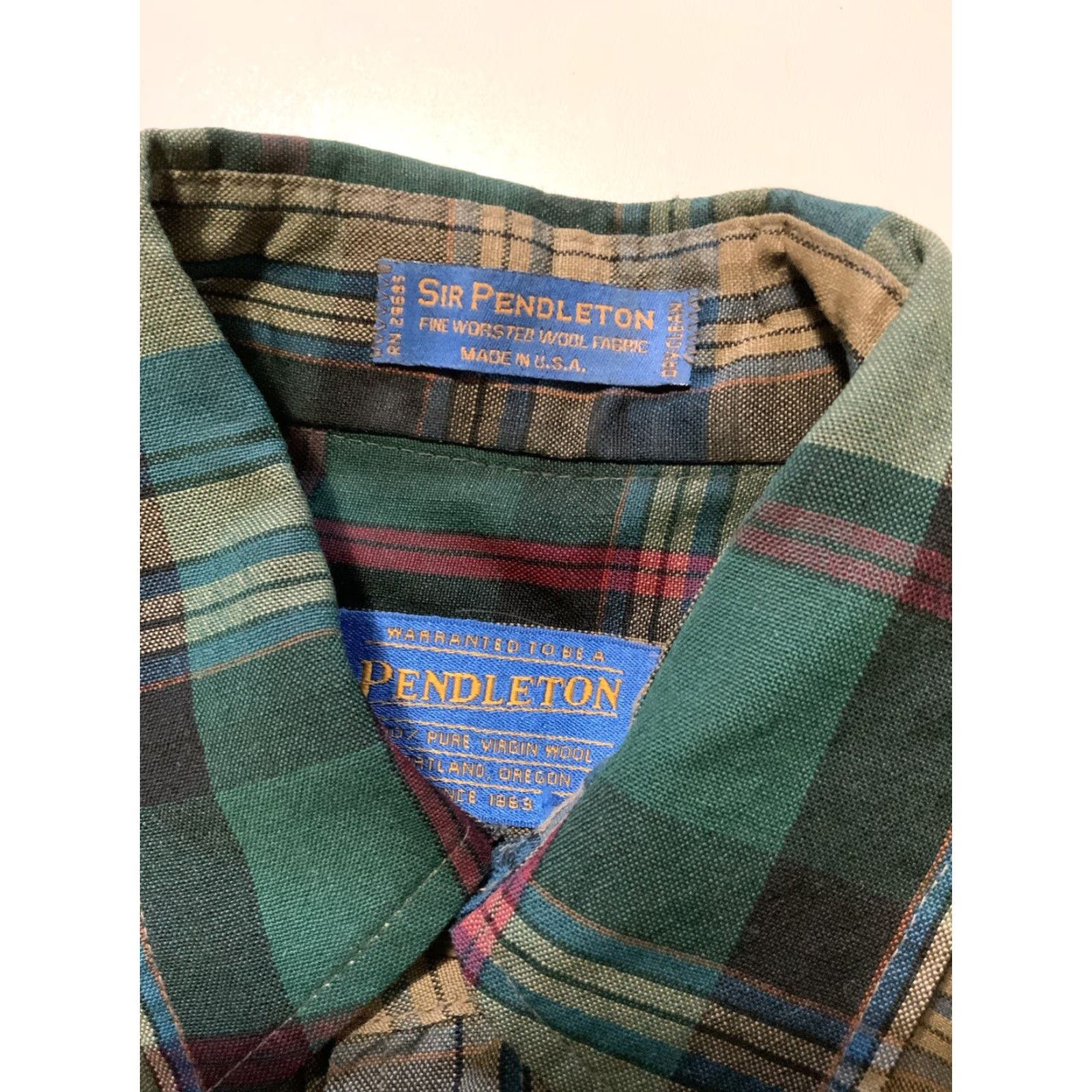 Pendleton Sir Pendleton Worsted Pure Virgin Wool Check Plaid L/S Button Front Shirt Sz. M Mens Wool Shirt Multicolor Plaid 50 Inch Chest 29 Inch Length Size US M / EU 48-50 / 2 - 5 Thumbnail